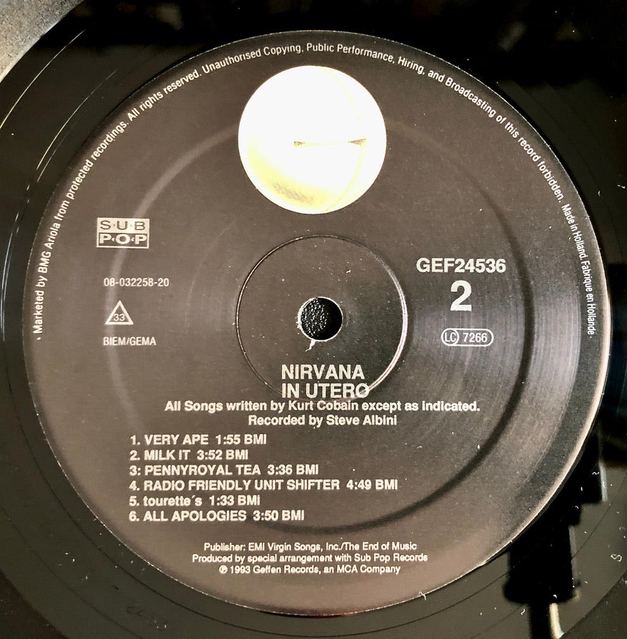 NIRVANA - In Utero - Vinile Nero (Black Vinyl) (Geffen Records - 1993)