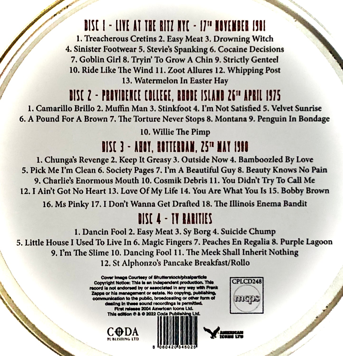 FRANK ZAPPA - Zappa Zoot Alors! (The Legendary Broadcasts) - n°4 CD Set