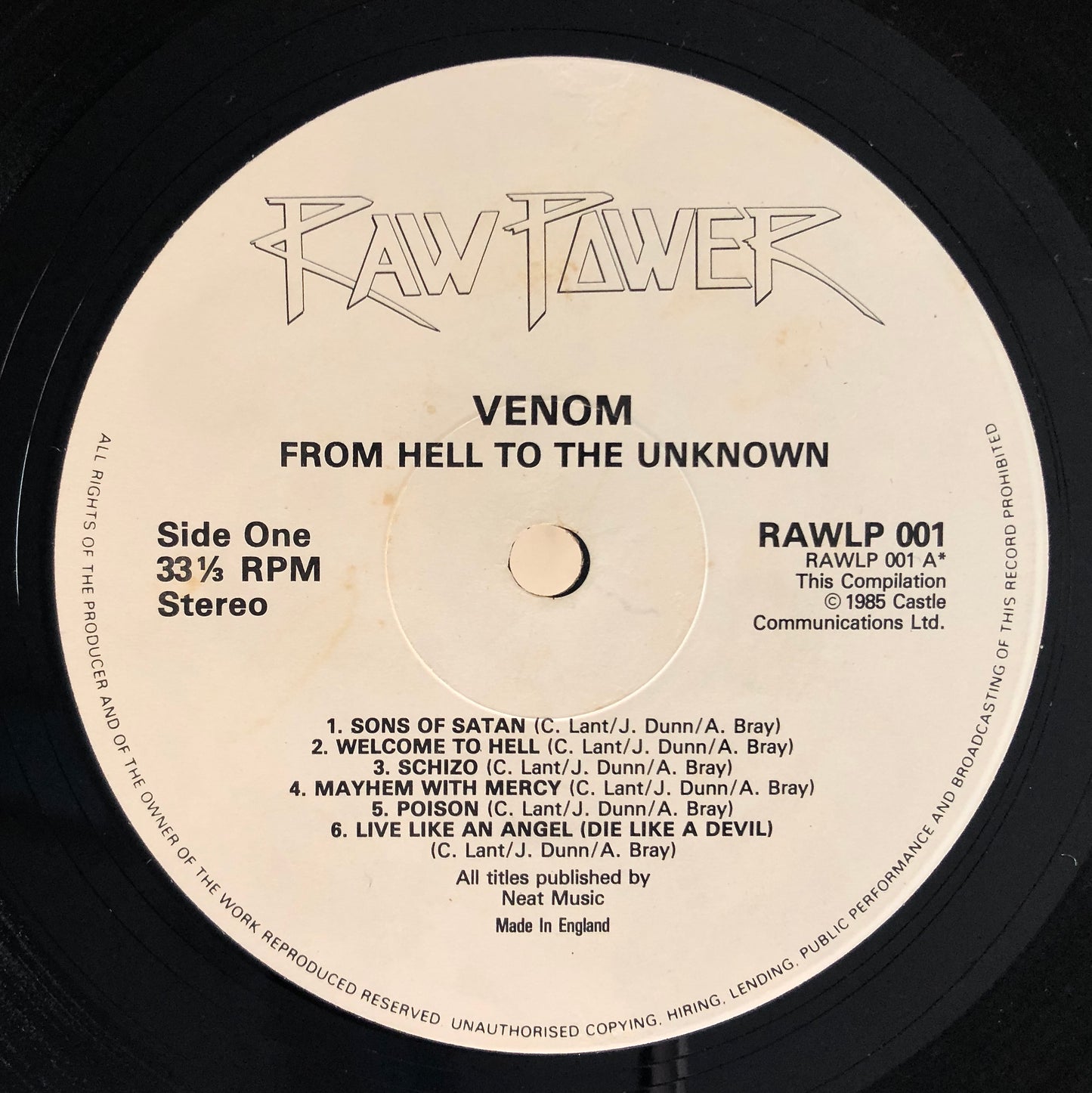 VENOM - from Hell to the Unknown… - Vinile Nero (Black Vinyl) (Raw Power - 1985)