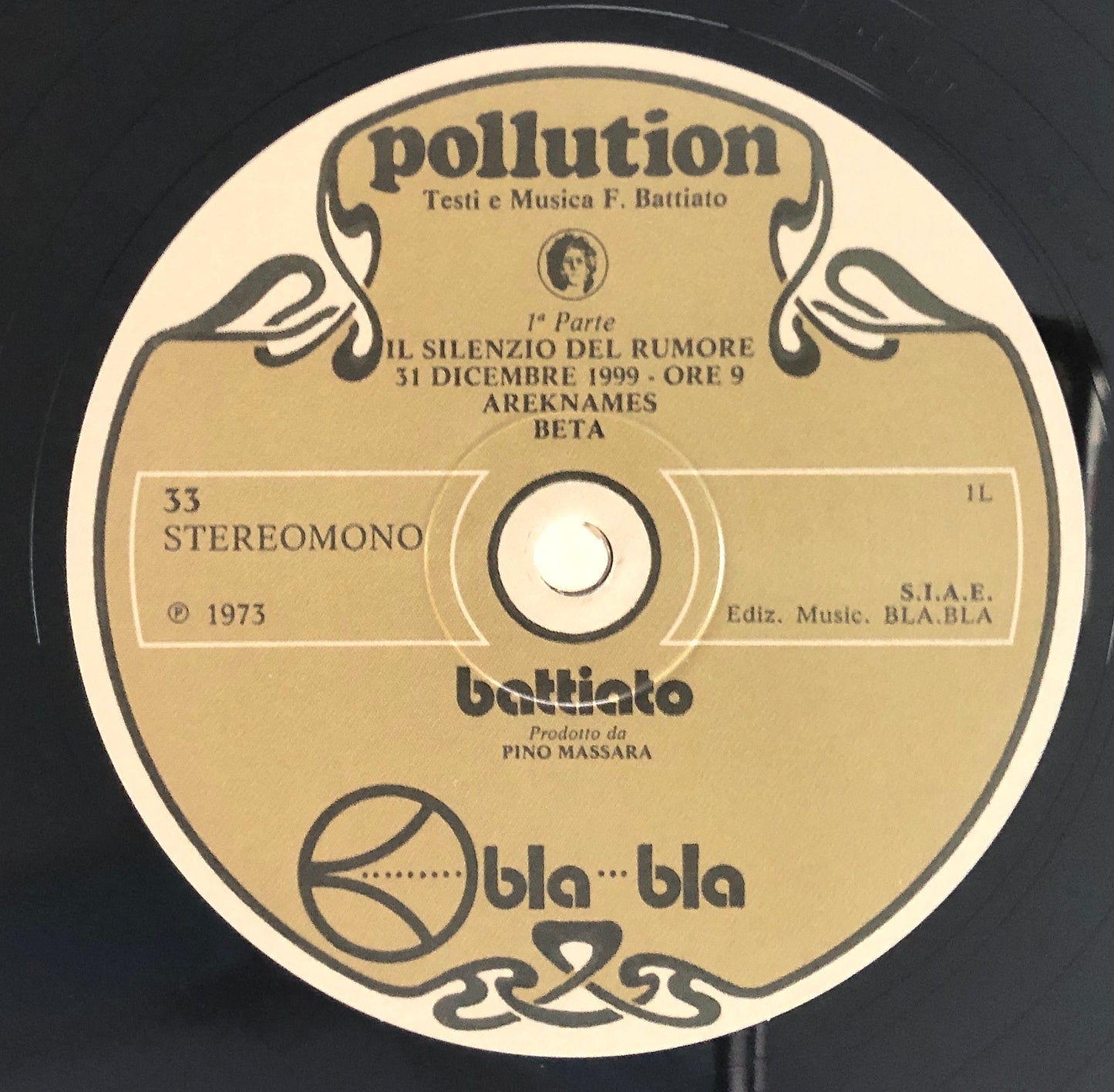 FRANCO BATTIATO - Pollution - Vinile Nero (Black Vinyl) (Ed. Bla Bla - 2017)