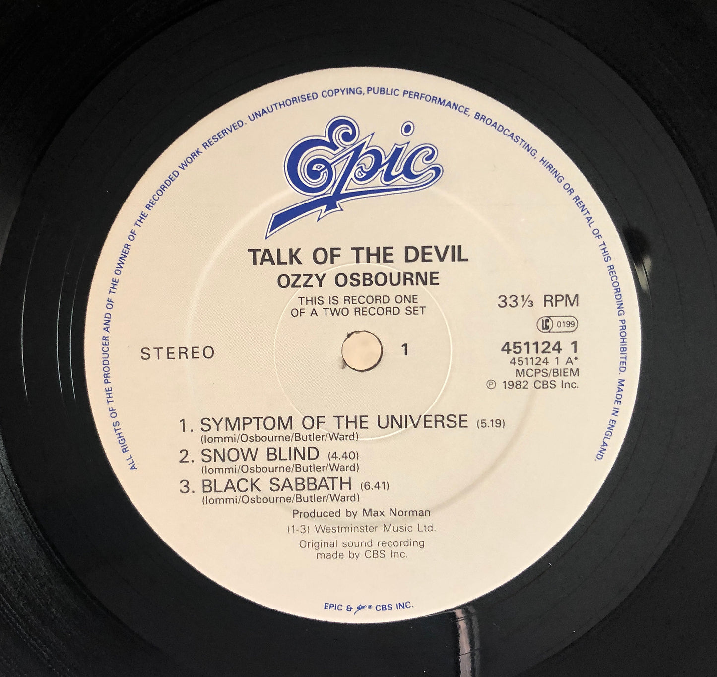 OZZY OSBOURNE - Talk of the Devil - Doppio Vinile Nero (Epic UK)