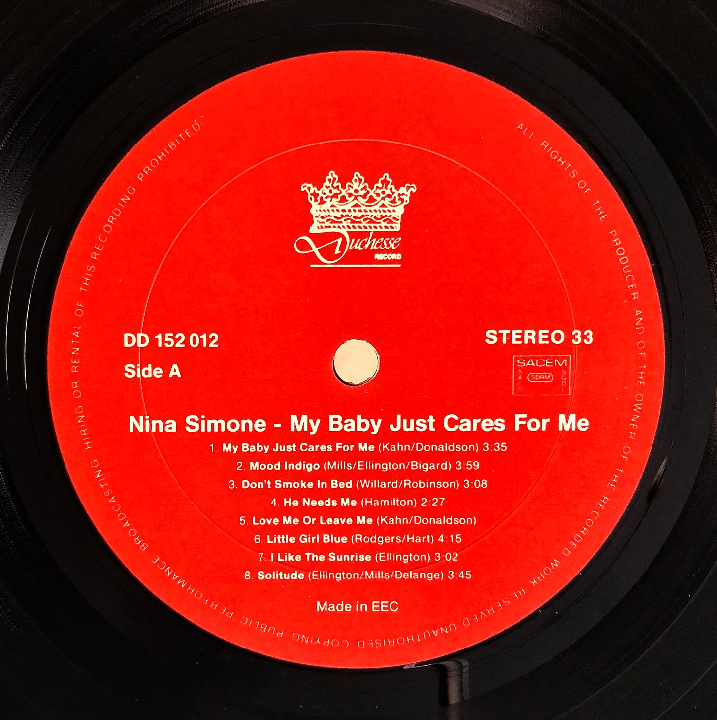 NINA SIMONE - My baby just cares for me - Vinile Nero (Black Vinyl) (1988)