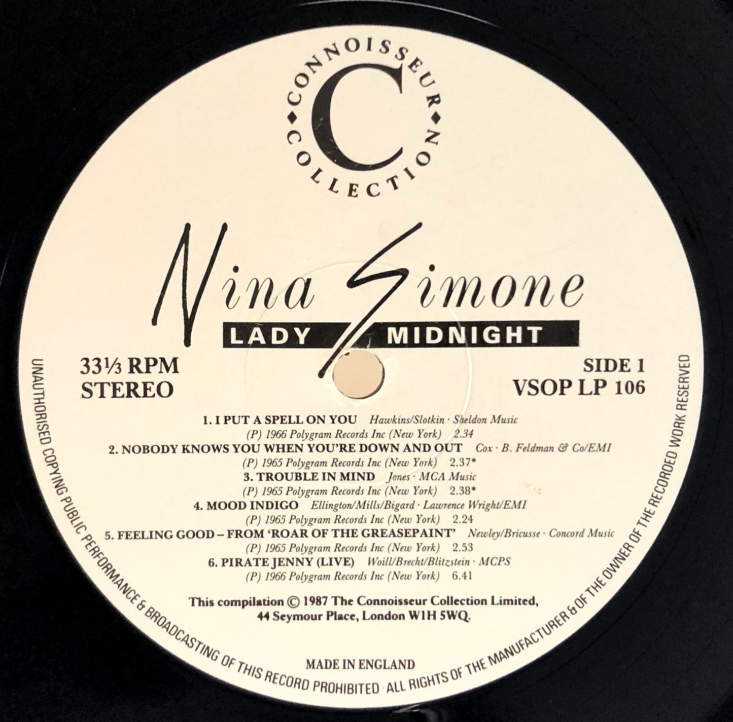 NINA SIMONE - Lady Midnight - Doppio Vinile Nero (2LPs Black) (Connoisseur 1987)