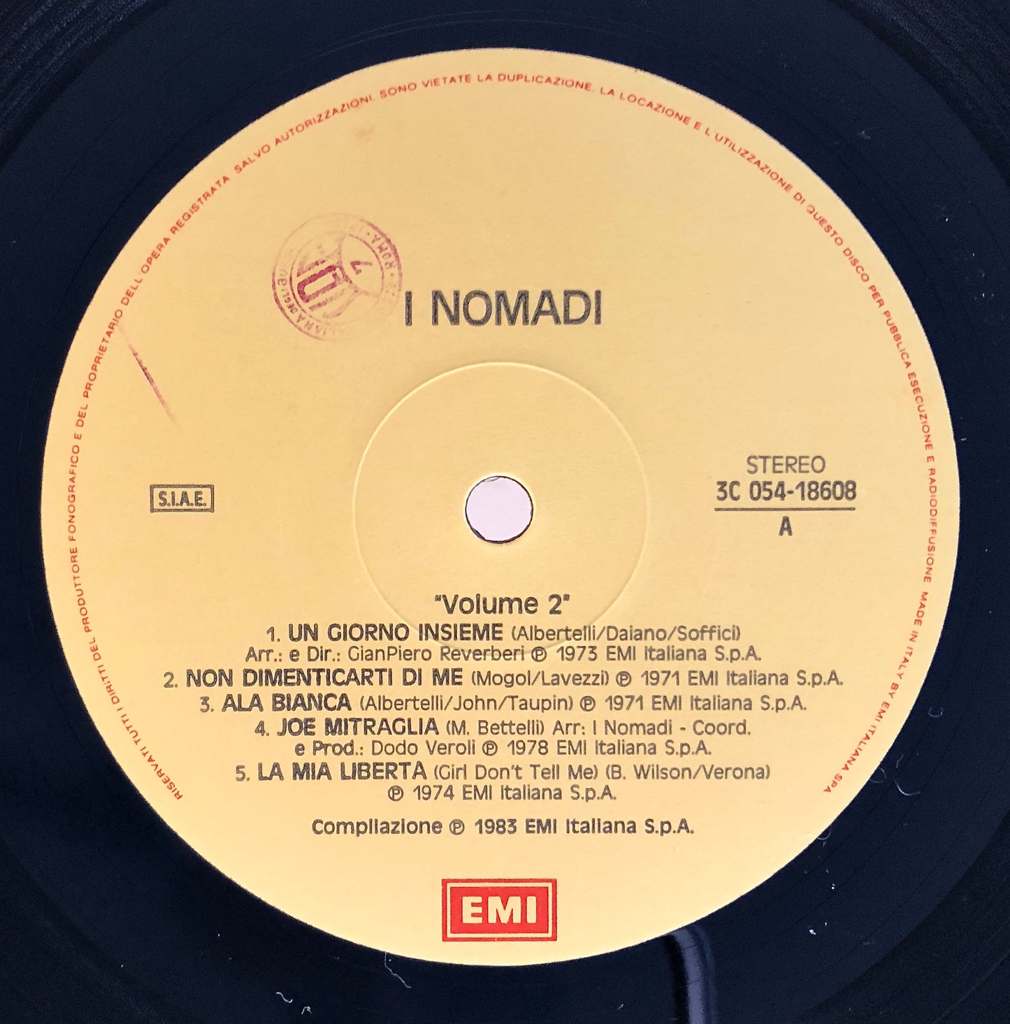 I NOMADI - Volume 2 - Vinile Nero (Black Vinyl) (EMI - 1983)