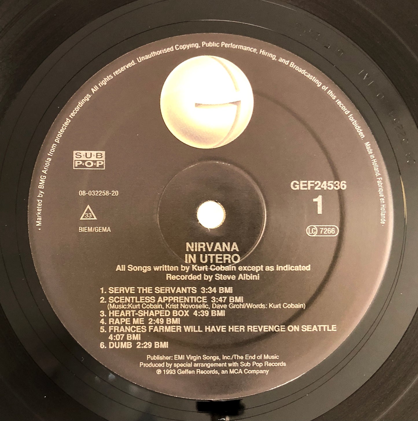 NIRVANA - In Utero - Vinile Nero (Black Vinyl) (Geffen Records - 1993)