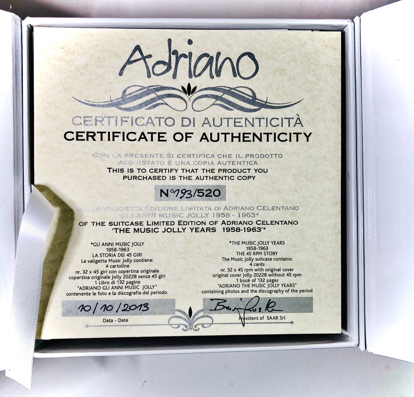 ADRIANO CELENTANO - Gli anni Music Jolly 1958/63 - Cofanetto (n° 33 vinili / 45rpm) Ed. Lim. Num. 520 copie
