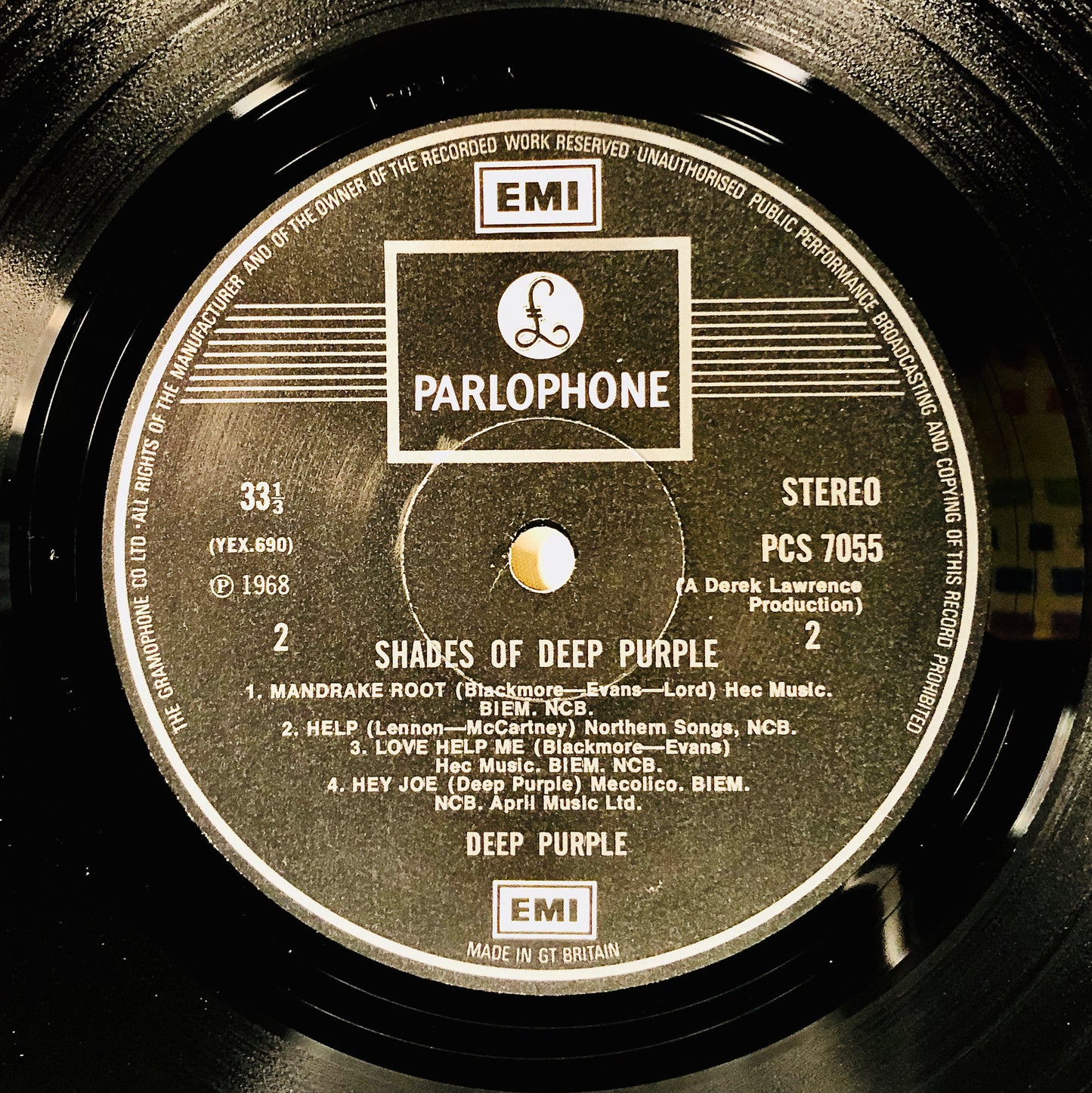 DEEP PURPLE - Shades of Deep Purple - Vinile Nero (Black Vinyl) (Parlophone 1972)