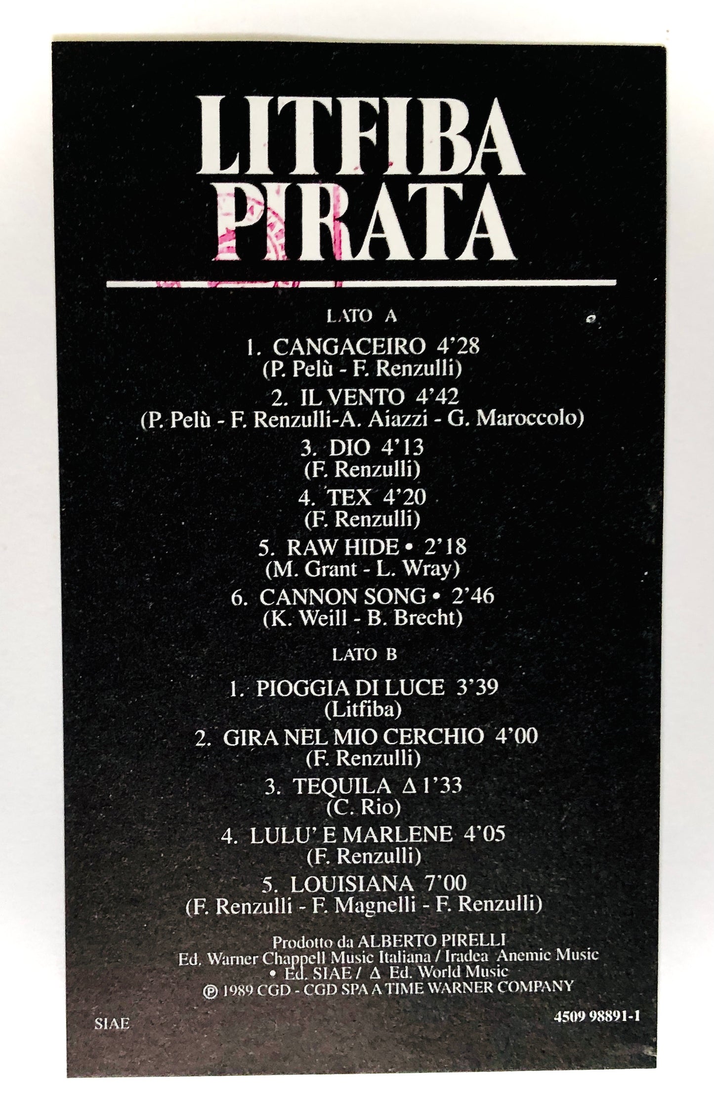 LITFIBA - Pirata - Picture Disc (Ed. Raro! Records, 1995)