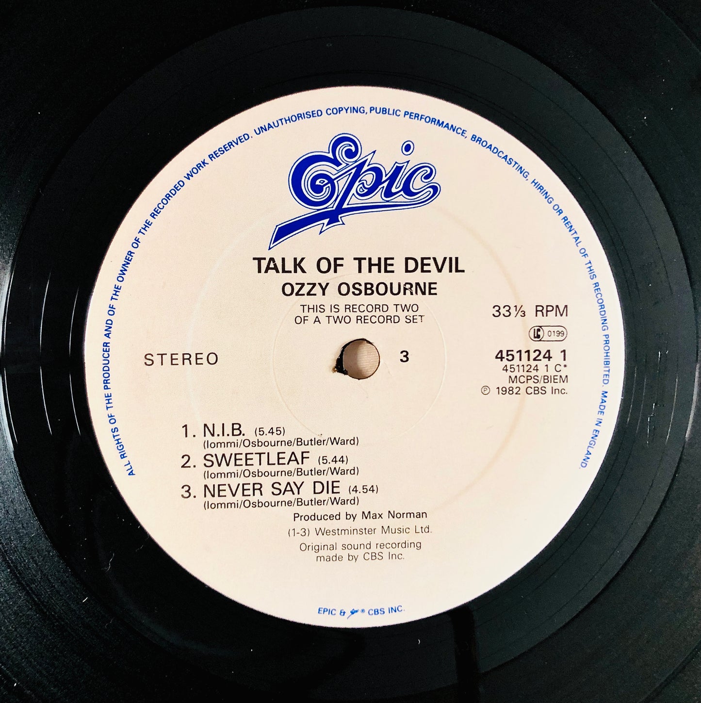 OZZY OSBOURNE - Talk of the Devil - Doppio Vinile Nero (Epic UK)