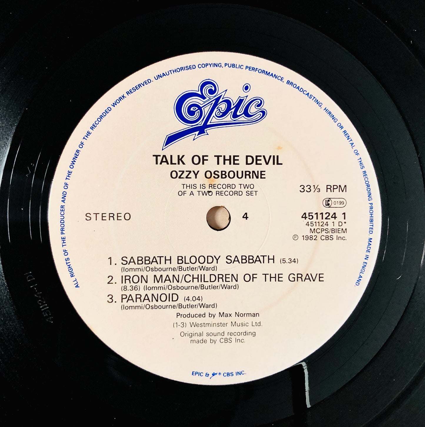 OZZY OSBOURNE - Talk of the Devil - Doppio Vinile Nero (Epic UK)