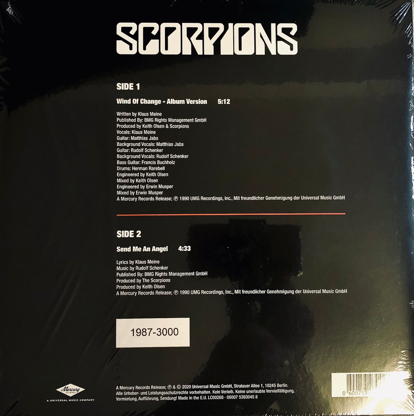 SCORPIONS - Wind of Change / Send me an Angel - 45rpm Rosso Trasparente (Ed. Lim. 30° Anniversario - 3000 copie)