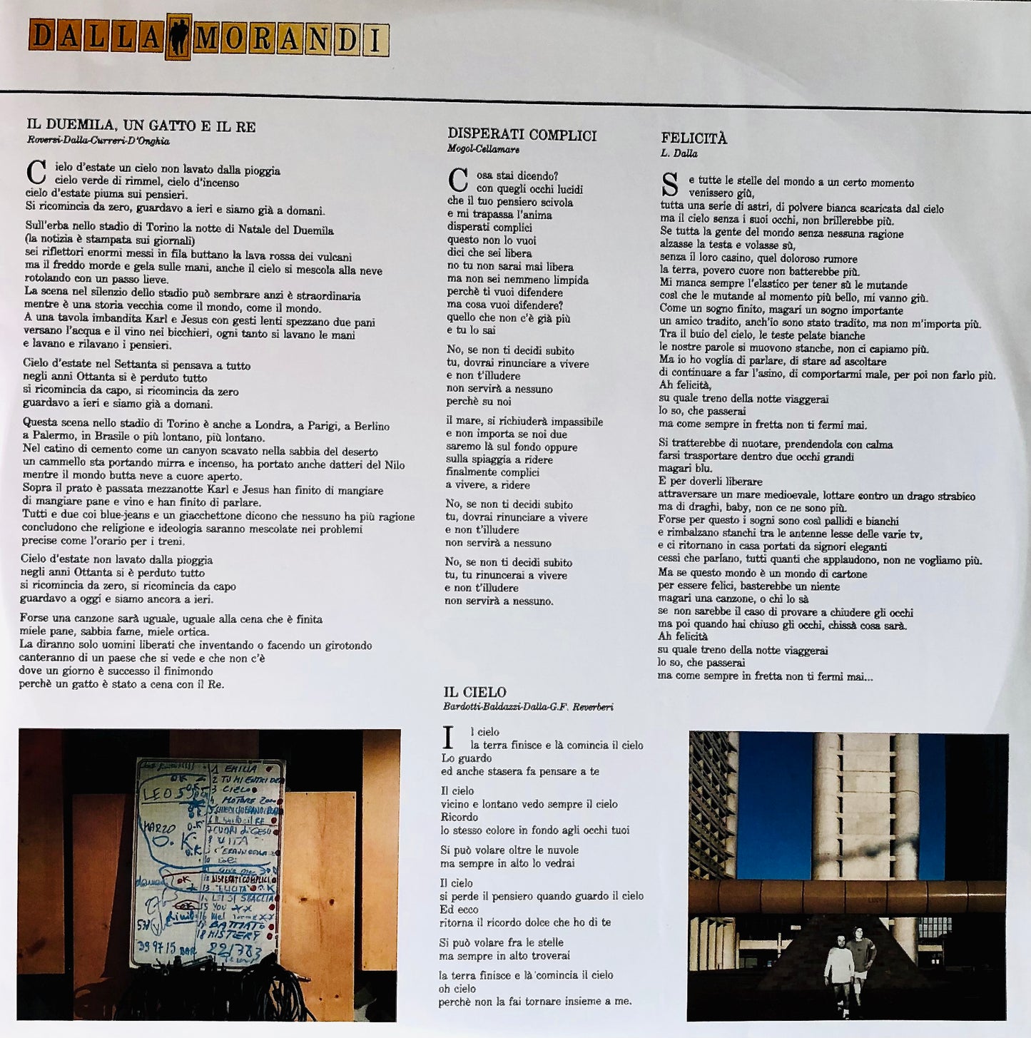 LUCIO DALLA & GIANNI MORANDI - Dalla / Morandi - Doppio Vinile Nero