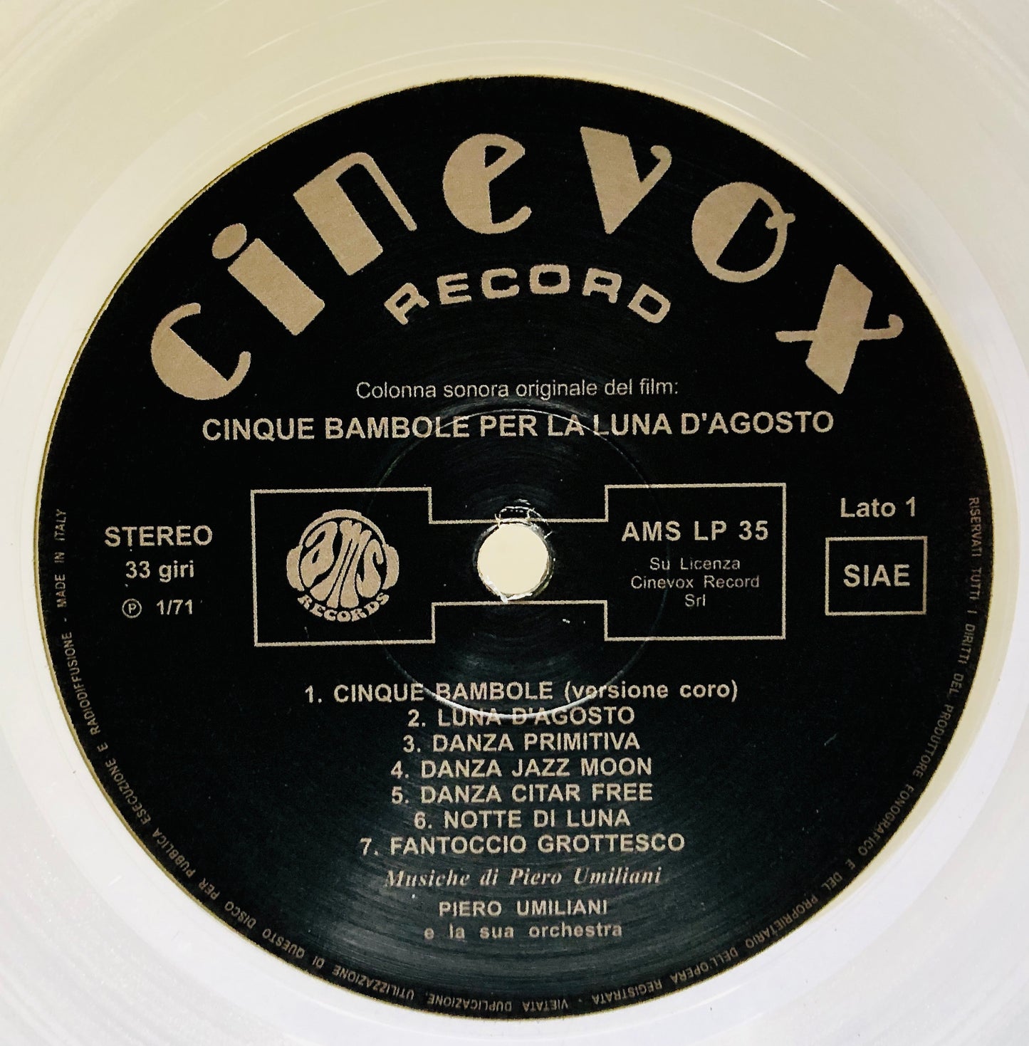 PIERO UMILIANI - 5 Bambole per la luna d’agosto - Vinile Trasparente Cristallo Rimasterizzato / Colonna Sonora