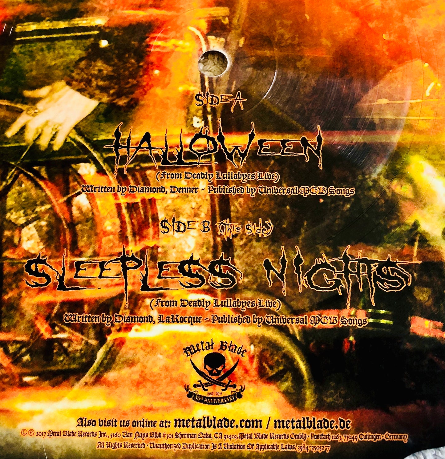 KING DIAMOND - Halloween / Sleepless Nights (Live) - Picture Disc Sagomato (importazione USA)