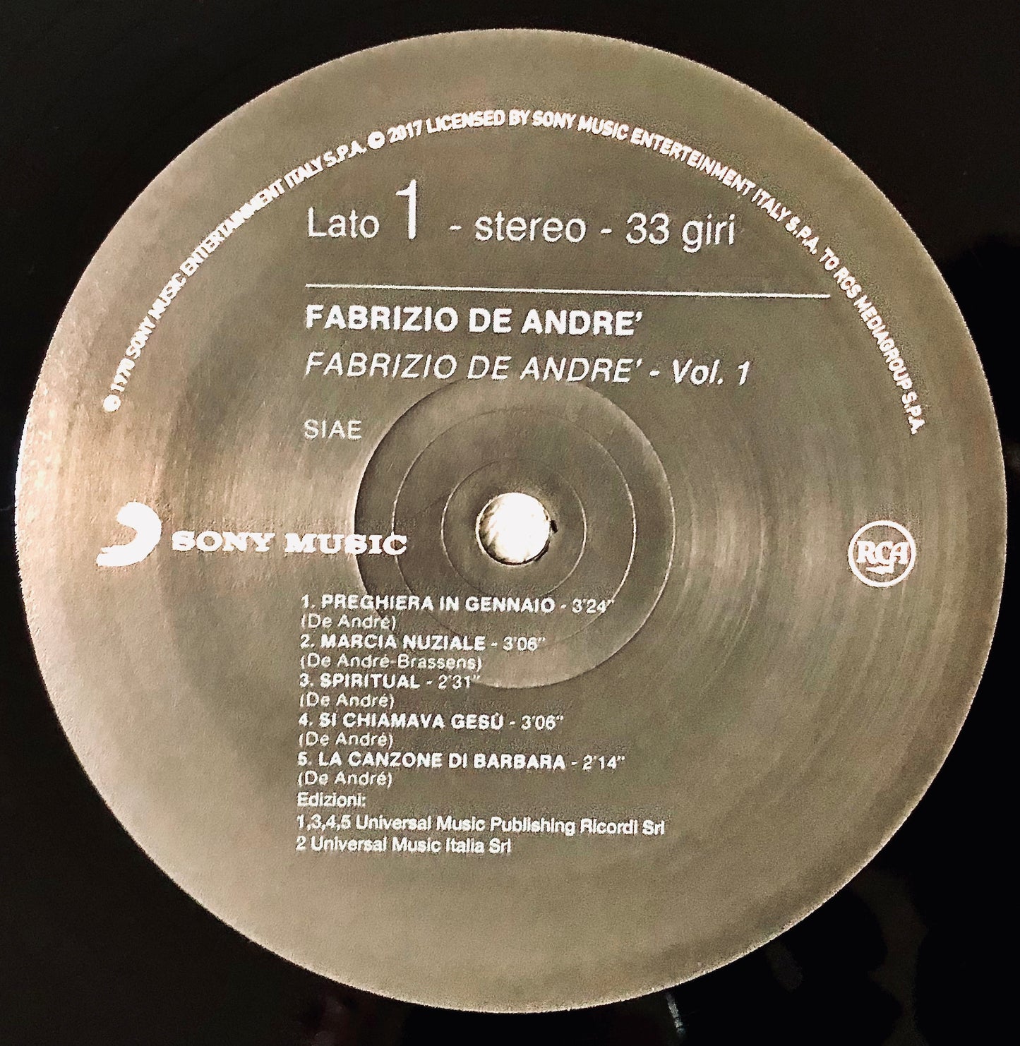 FABRIZIO DE ANDRE’ - Volume 1 - Vinile Nero (2017)