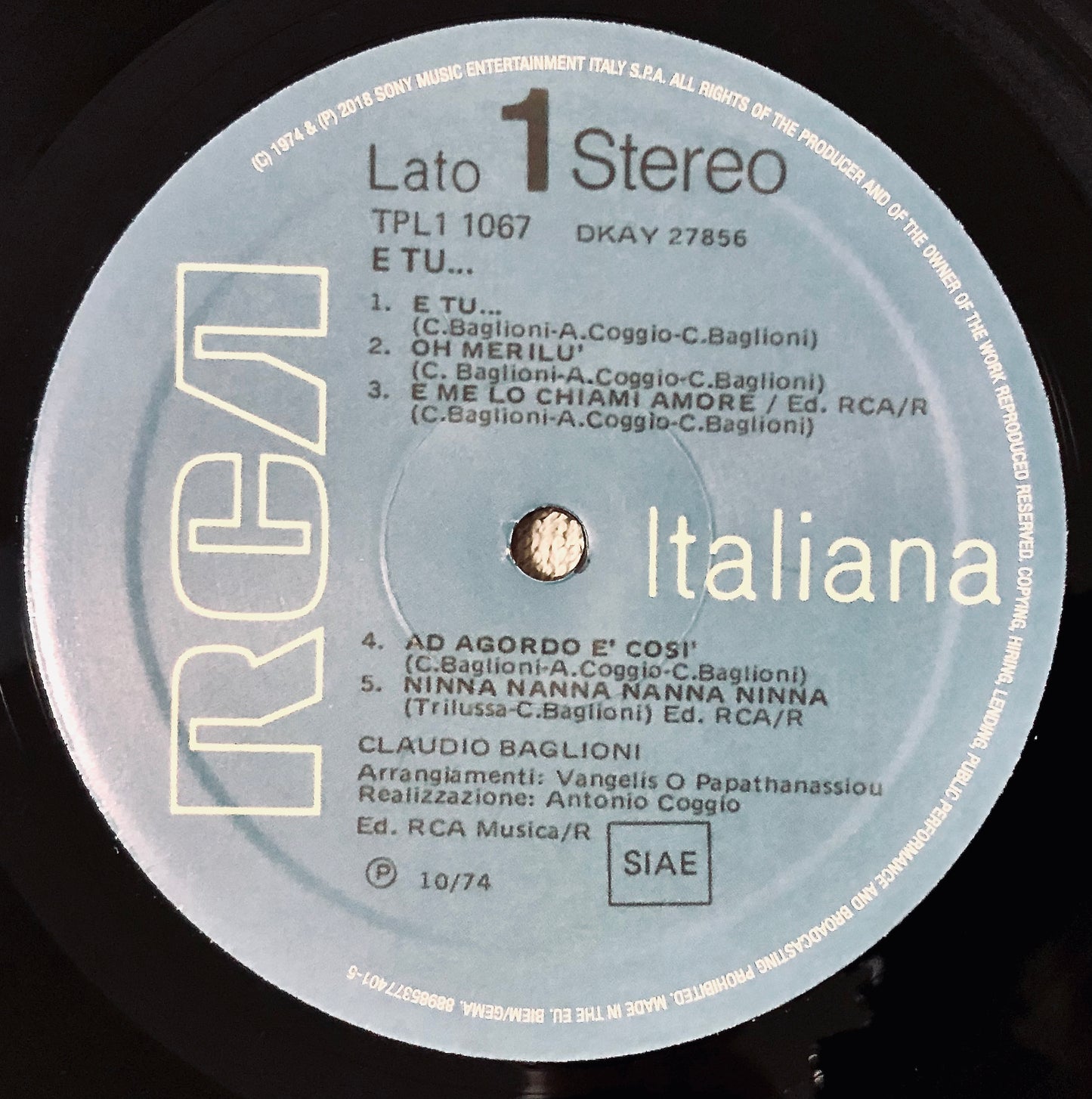 CLAUDIO BAGLIONI - e Tu… - Vinile Nero (Black Vinyl)