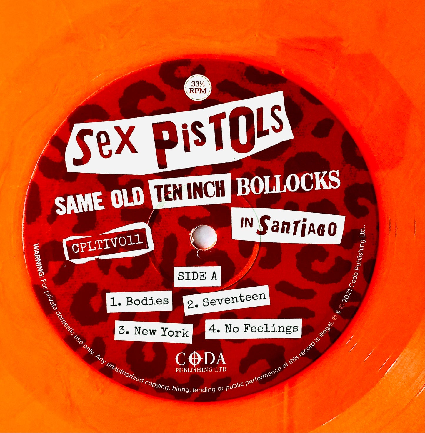 SEX PISTOLS	- Same old ten inch Bollocks in Santiago - Doppio Vinile Arancione Fiammato (importazione UK)