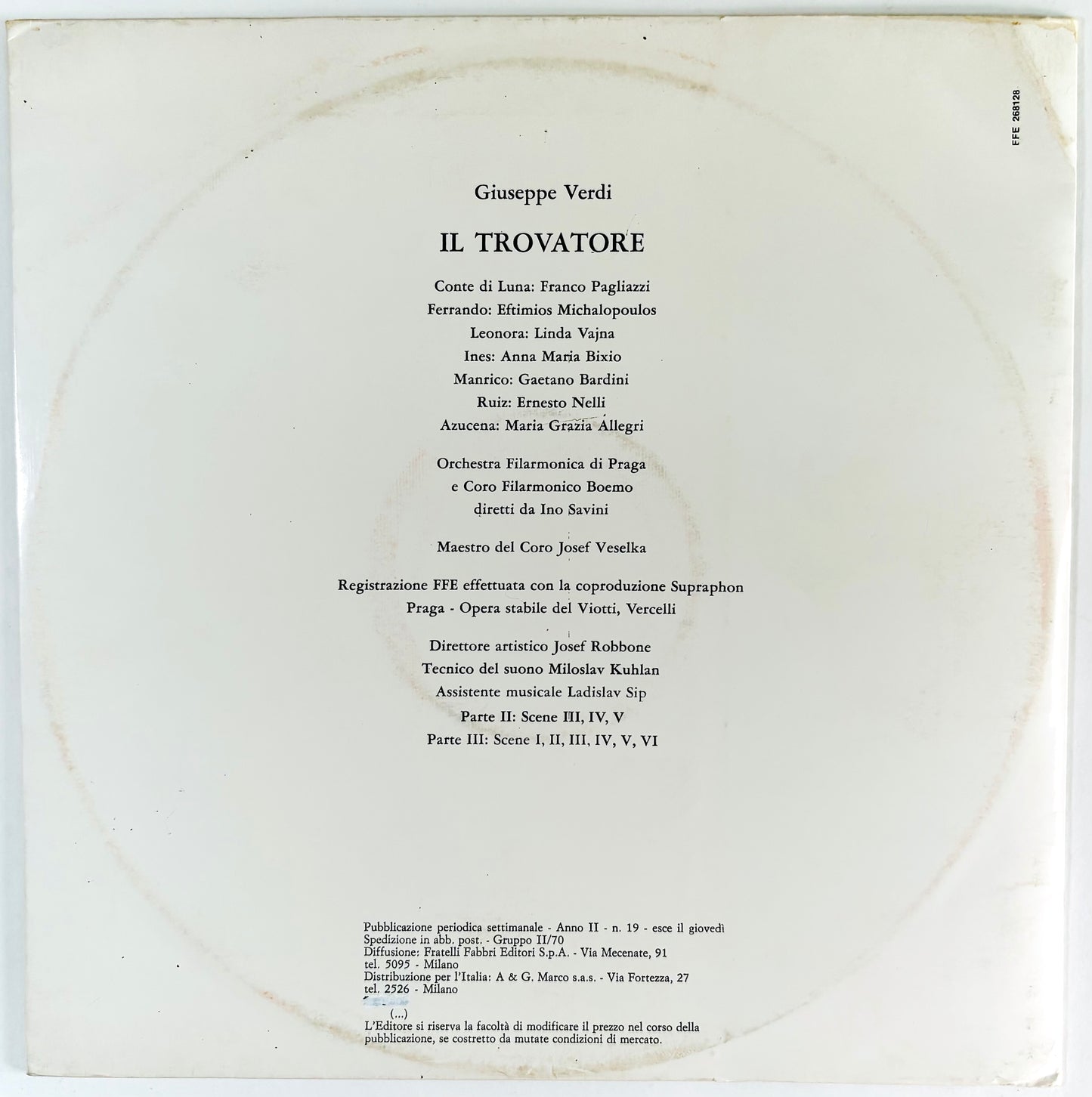 Giuseppe Verdi - Il Trovatore - n° 4 LP Vinile Nero (4LPs Black Vinyl)