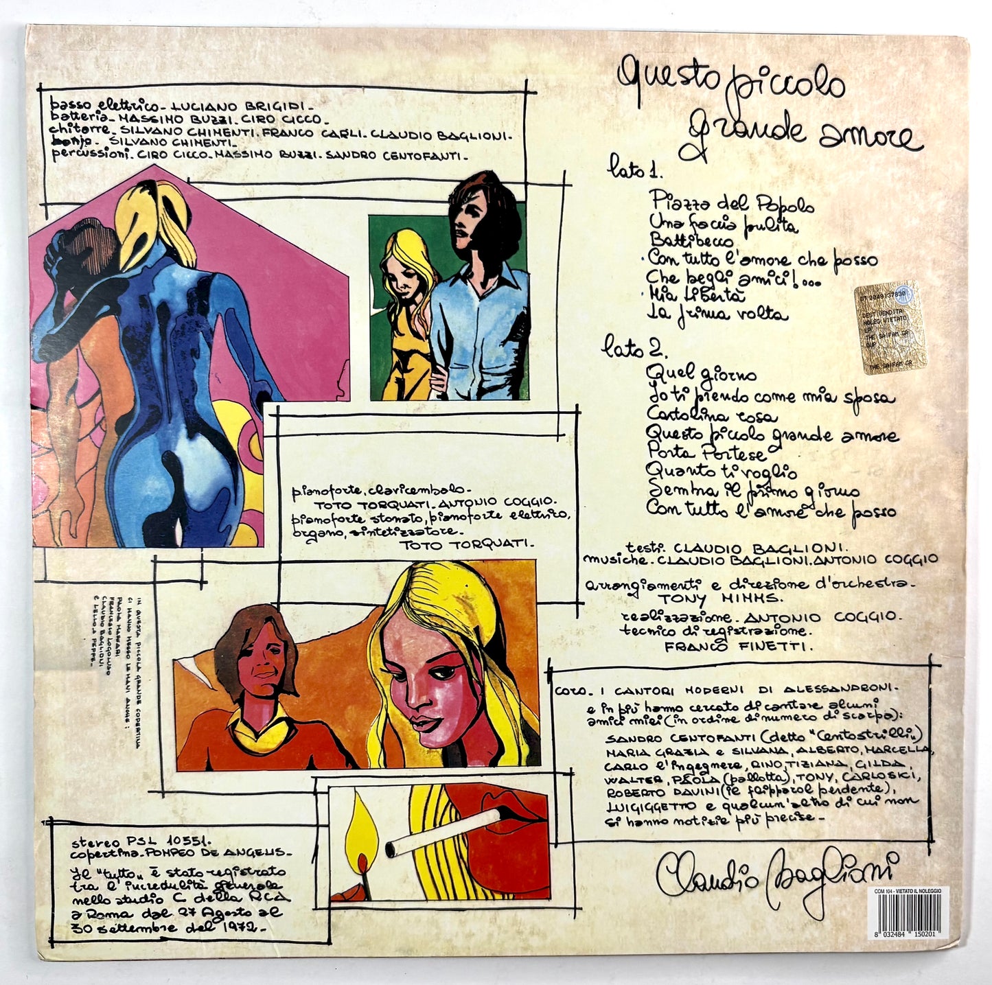 CLAUDIO BAGLIONI - Questo Piccolo Grande Amore - Vinile Nero (2013)