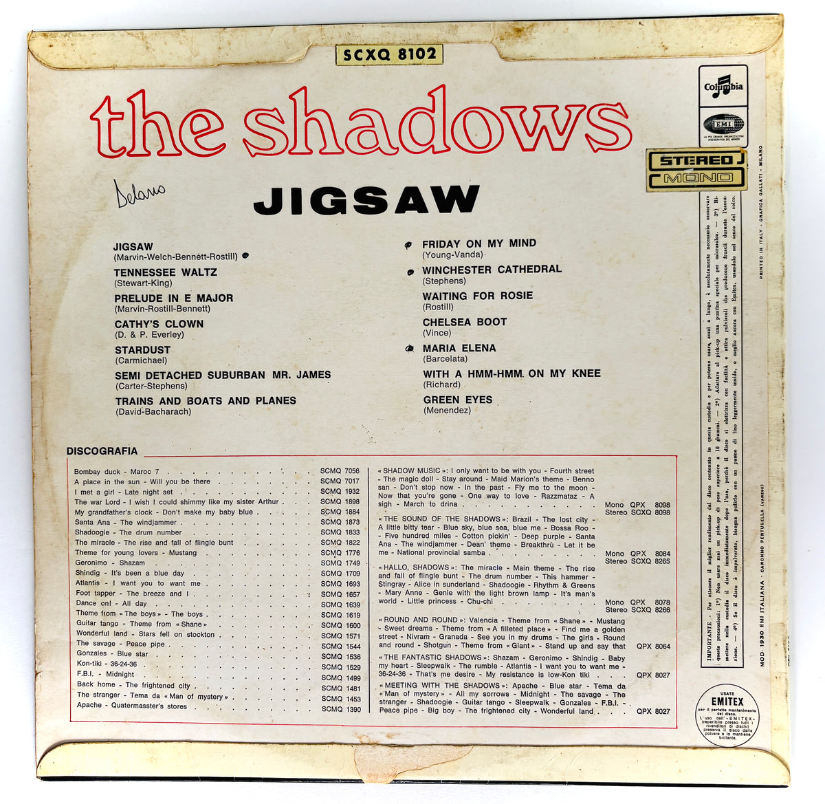 THE SHADOWS - Jigsaw - Vinile Nero (Black Vinyl) (1967)