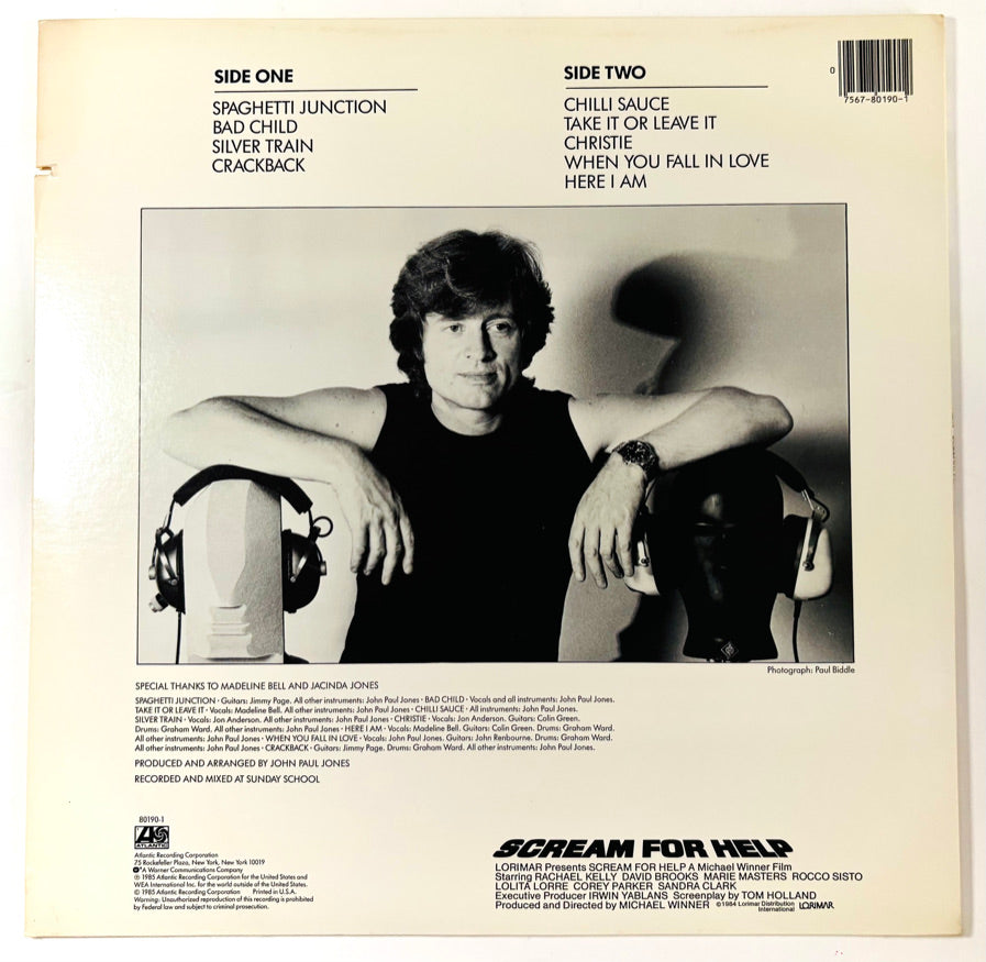 John Paul Jones - Scream for Help - Vinile Nero (Black Vinyl) (USA, 1985)