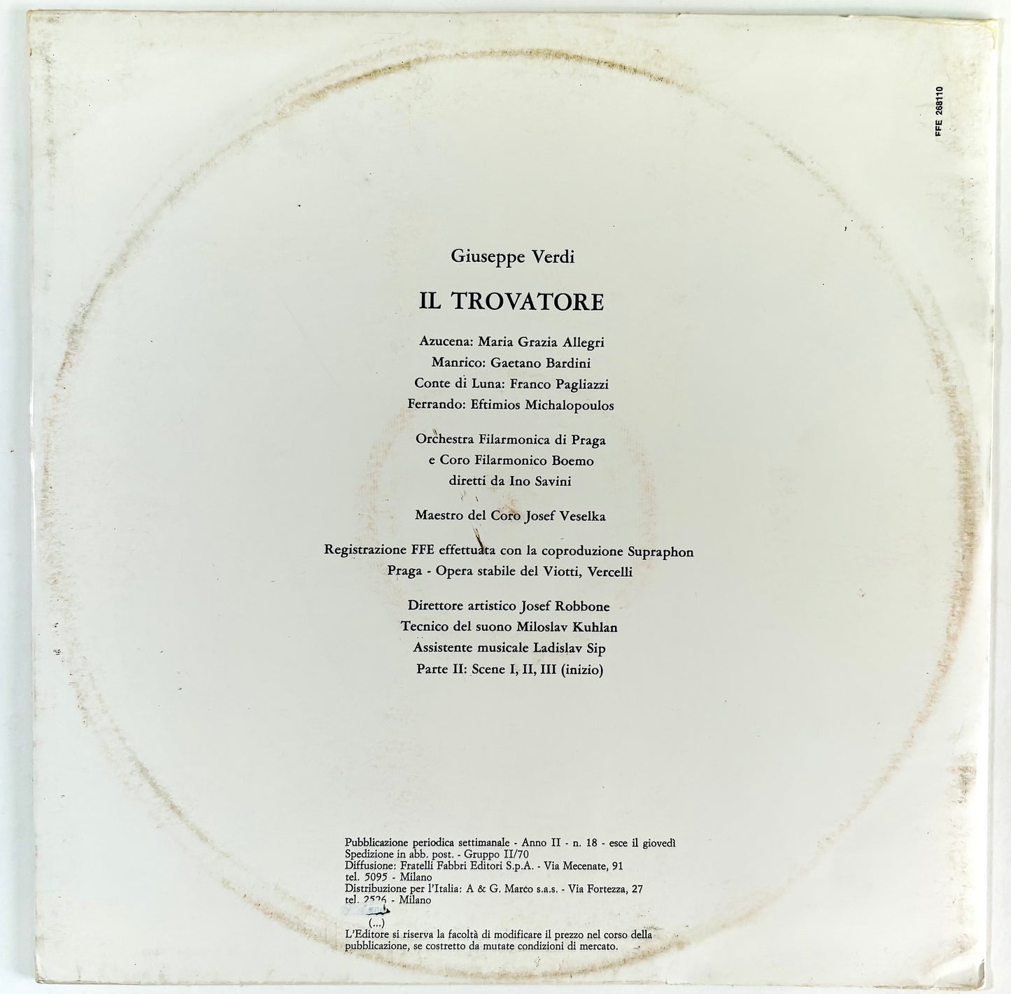 Giuseppe Verdi - Il Trovatore - n° 4 LP Vinile Nero (4LPs Black Vinyl)