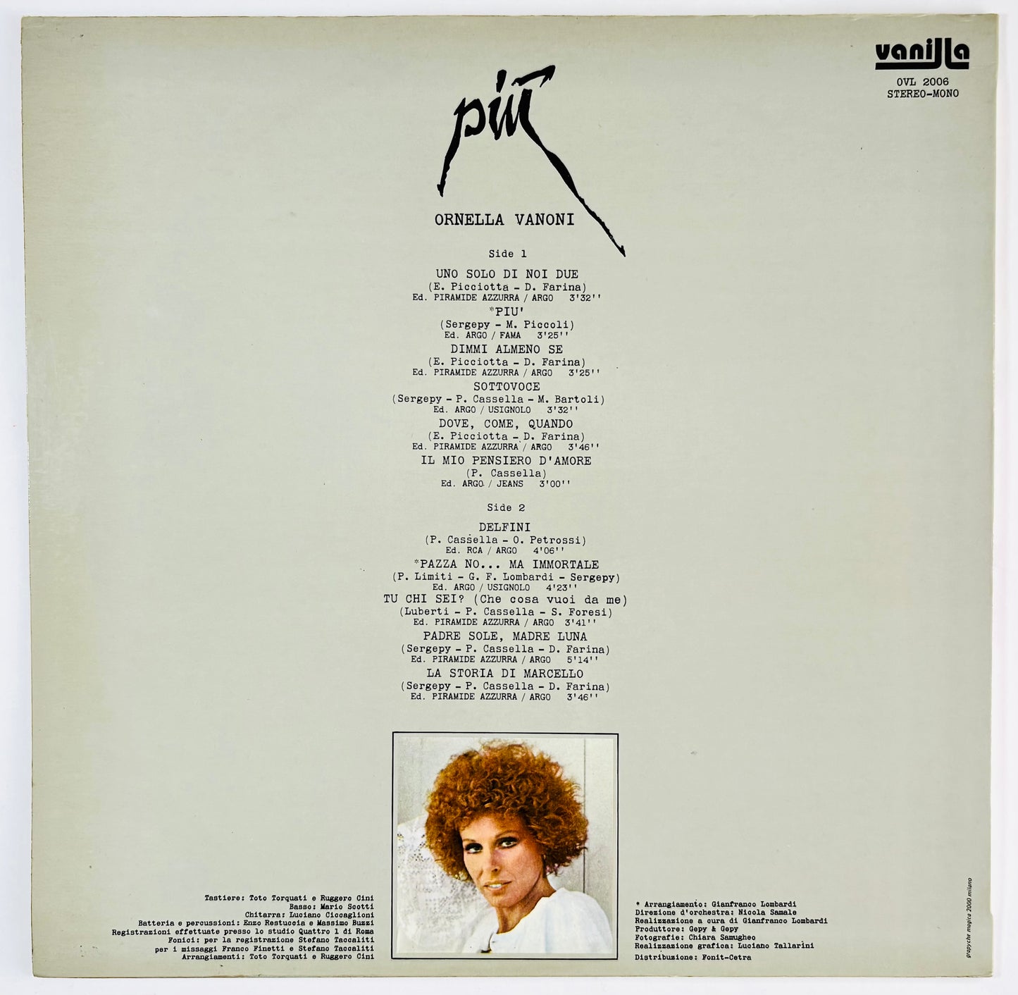 ORNELLA VANONI - PIU’ - Vinile Nero (1976)