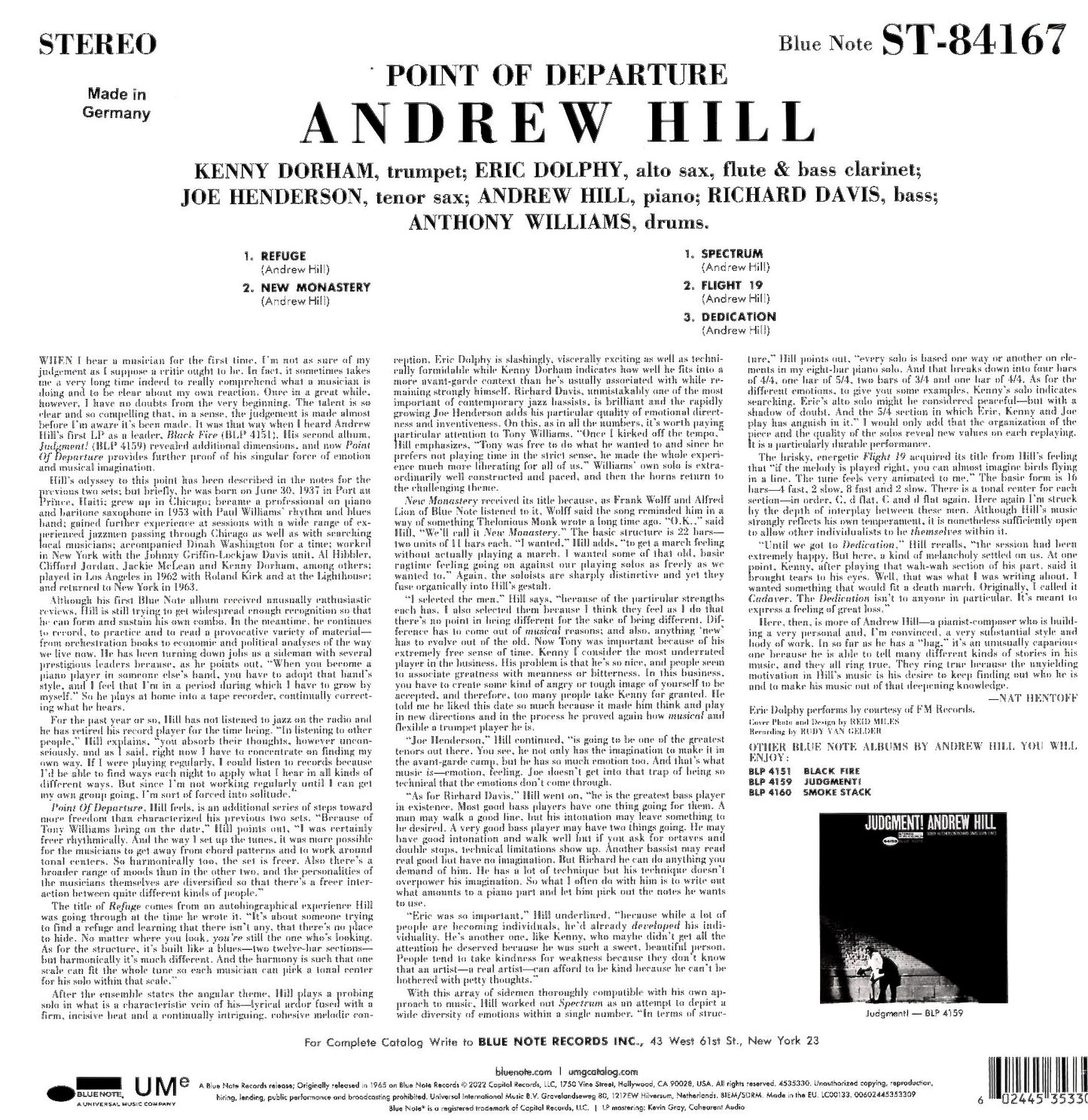 ANDREW HILL - Point of Departure - Vinile Nero Audiofilo