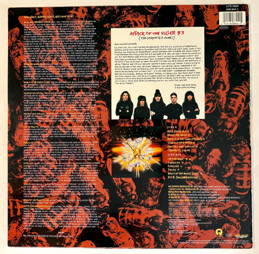 ANTHRAX - Attack of the Killer b’s - Vinile Nero (Black Vinyl) (UK 1991)