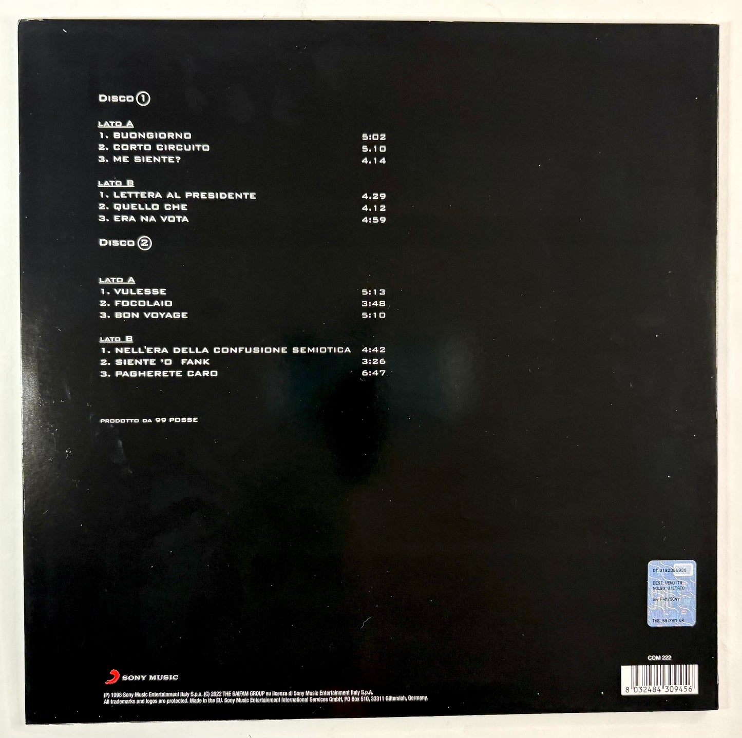 99 POSSE - Corto Circuito - Doppio Vinile Nero (2022)