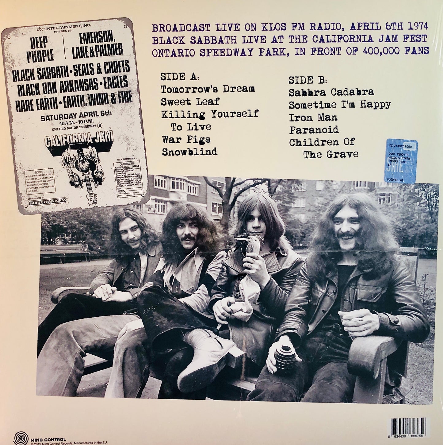 BLACK SABBATH - Live from the Ontario Speedway Park - Vinile Nero (Ed. Lim. 500 copie)