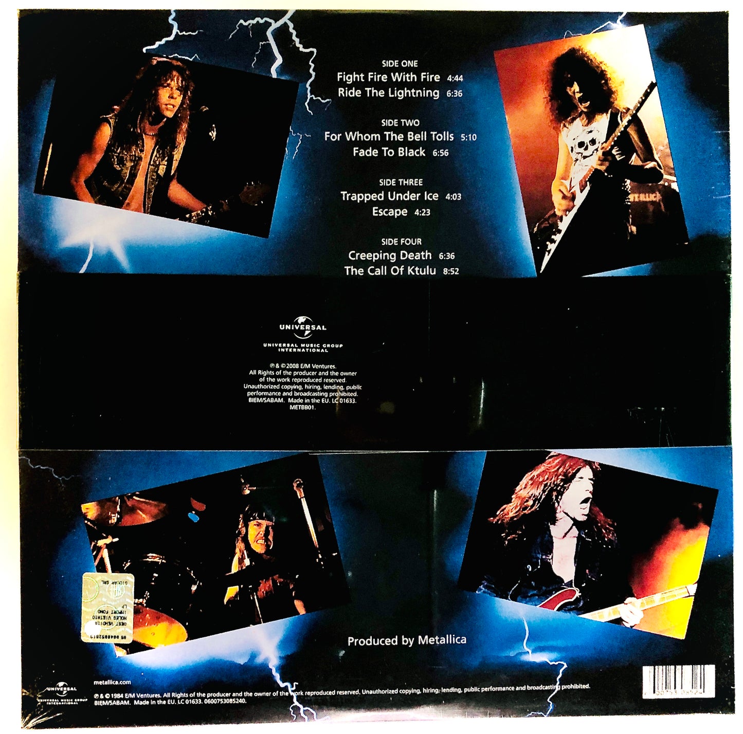 METALLICA -Ride the Lightning- Doppio Vinile Nero (Metallica 45rpm Series Universal, 2008)