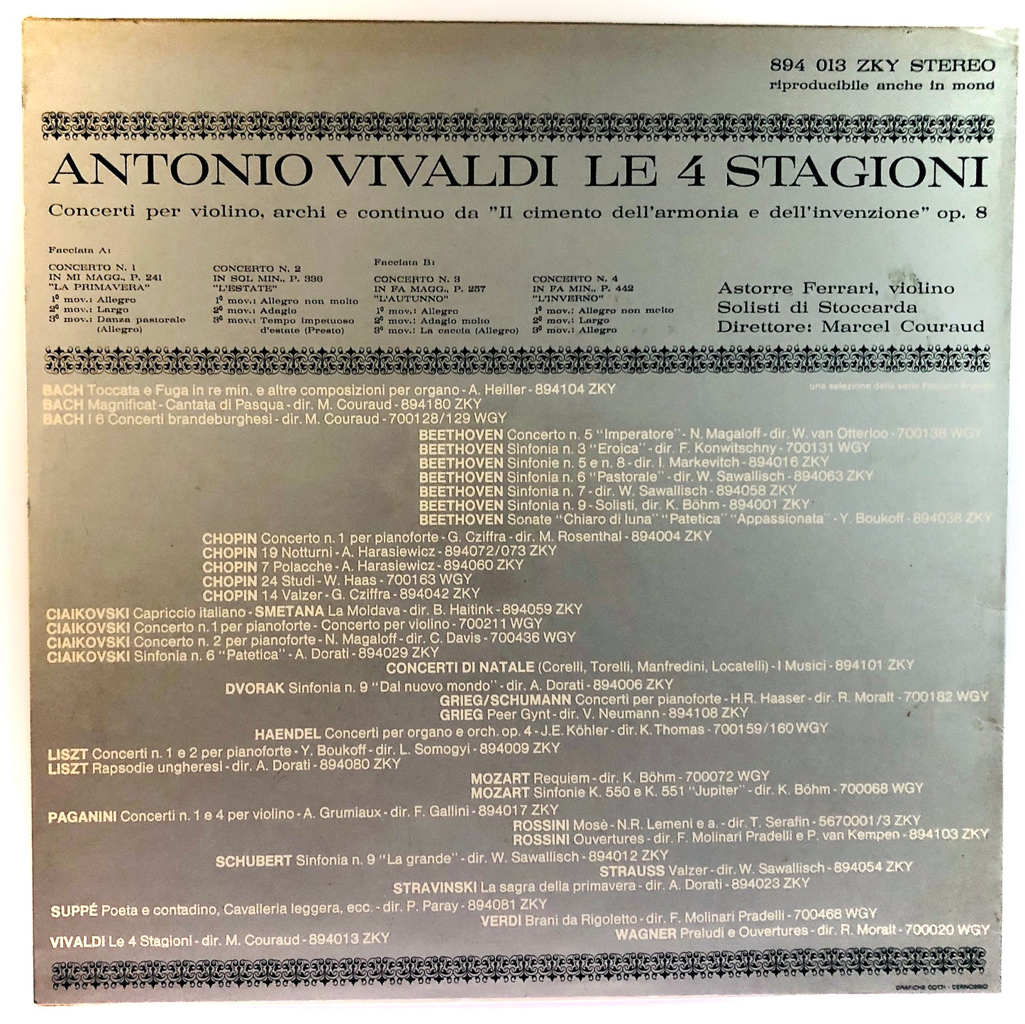 ASTORRE FERRARI - MARCEL COURAUD / Vivaldi - Le Quattro Stagioni / Vinile Nero