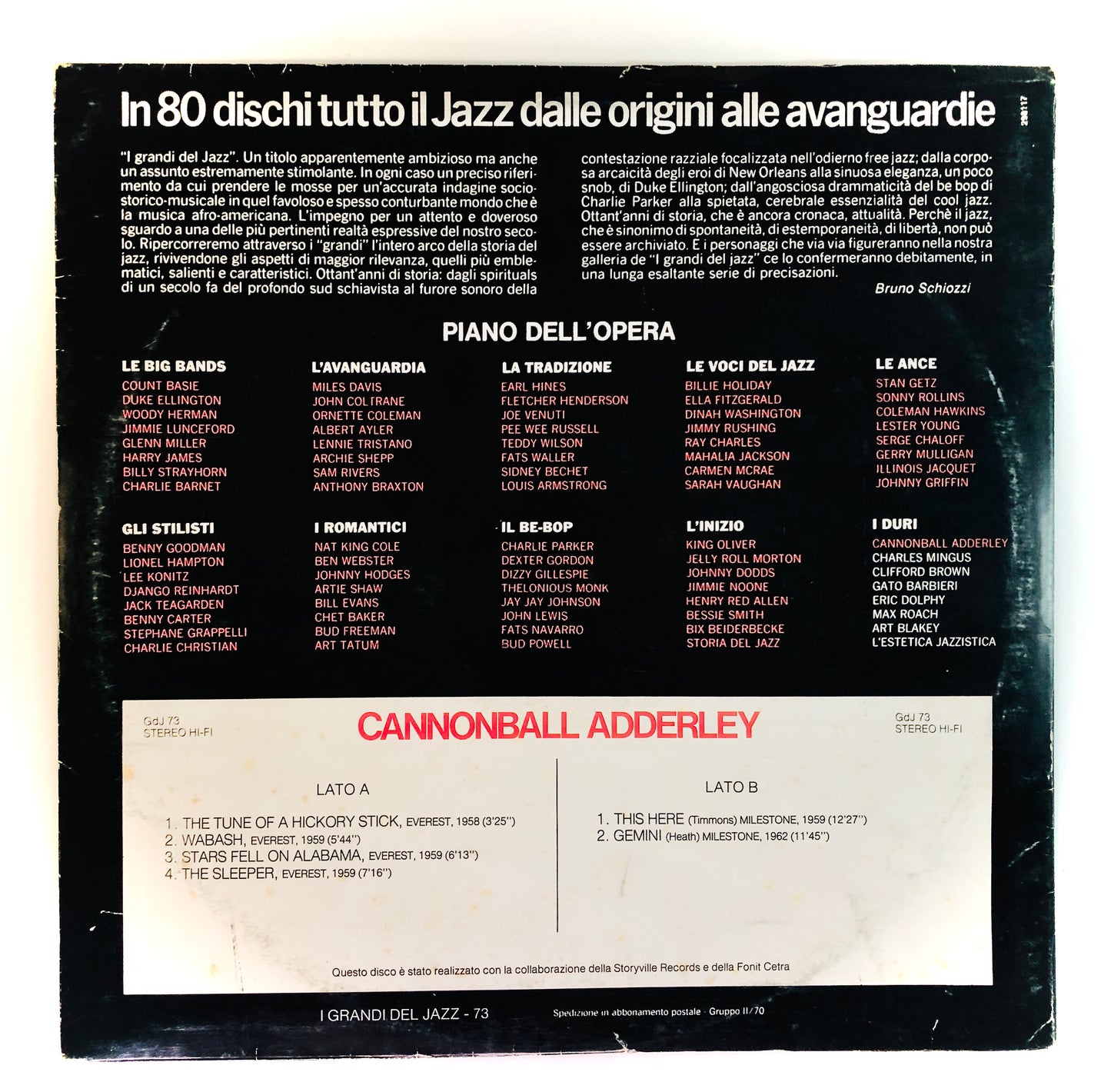 CANNONBALL ADDERLEY - I grandi del Jazz - Vinile Nero (Black Vinyl)