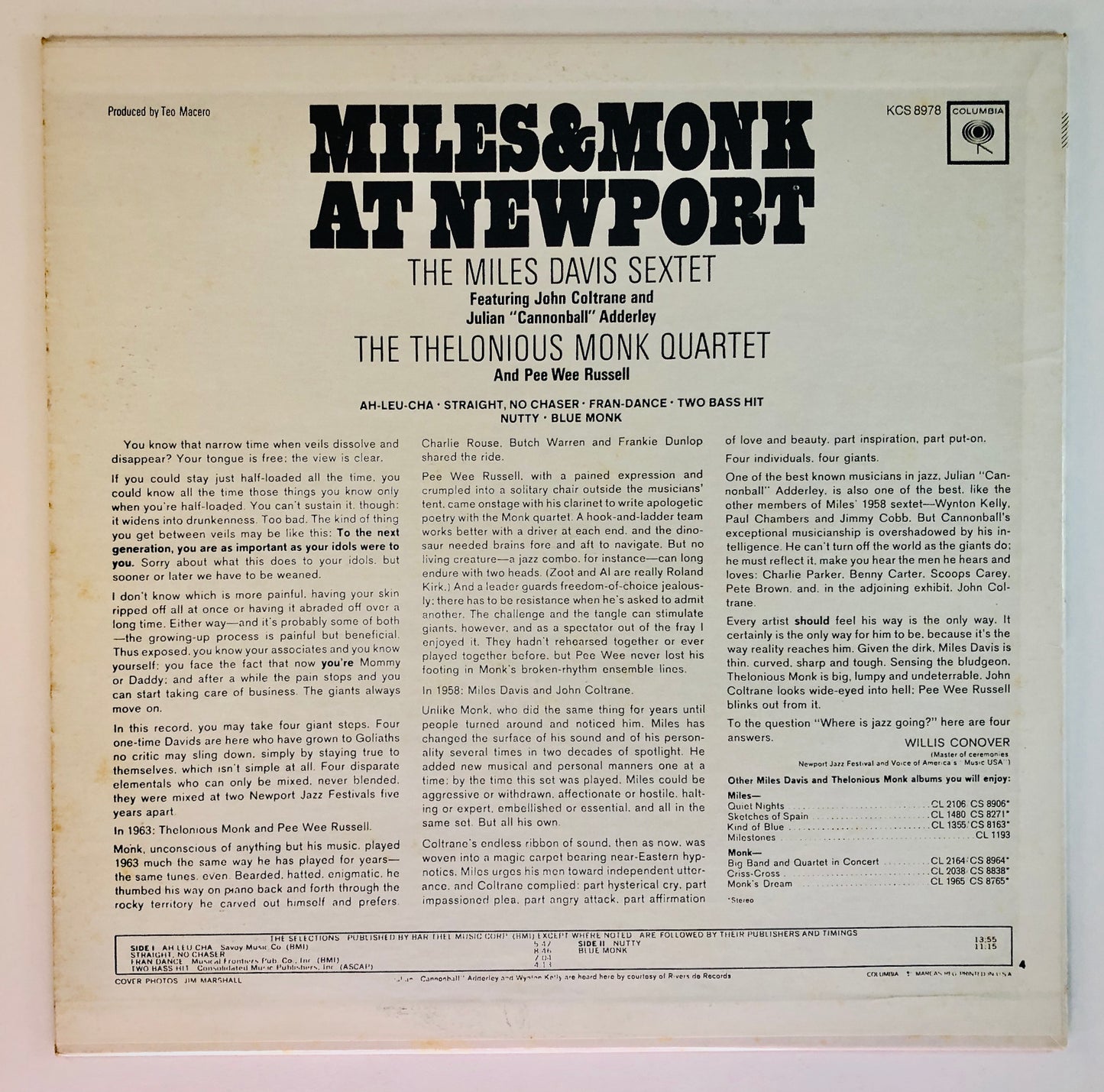 MILES DAVIS / THELONIOUS MONK - Miles and Monk at Newport - Vinile Nero (Black LP)