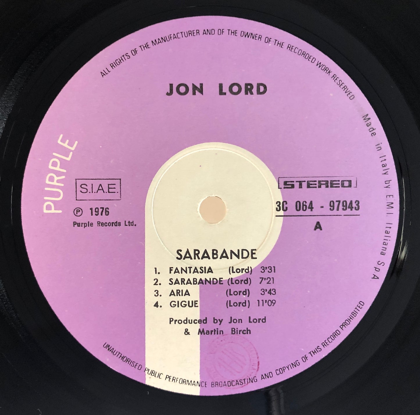 JON LORD - Sarabande - Vinile Nero (Black Vinyl)