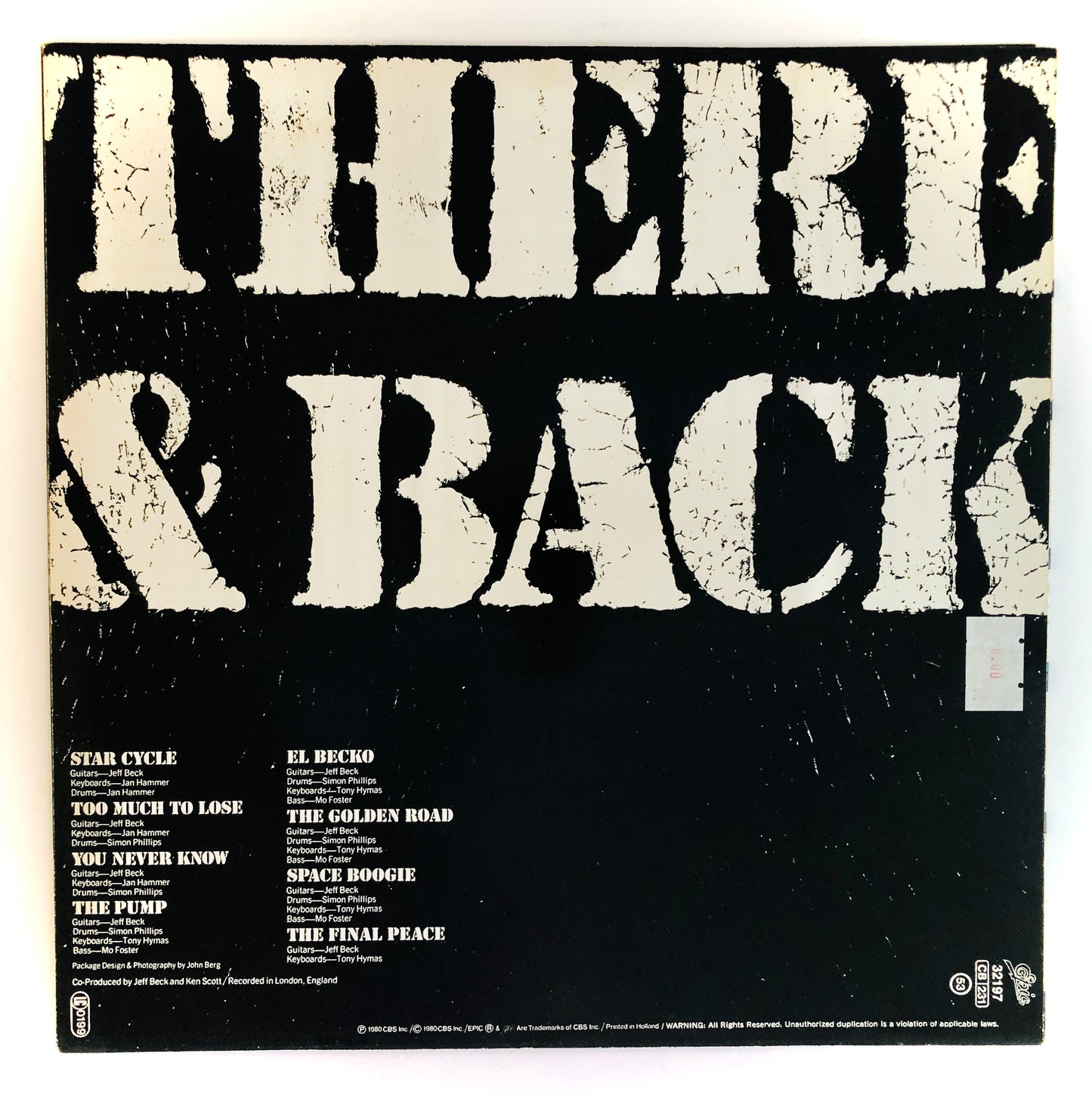 JEFF BECK - There and back - Vinile Nero (Black Vinyl) (Epic - 1980)