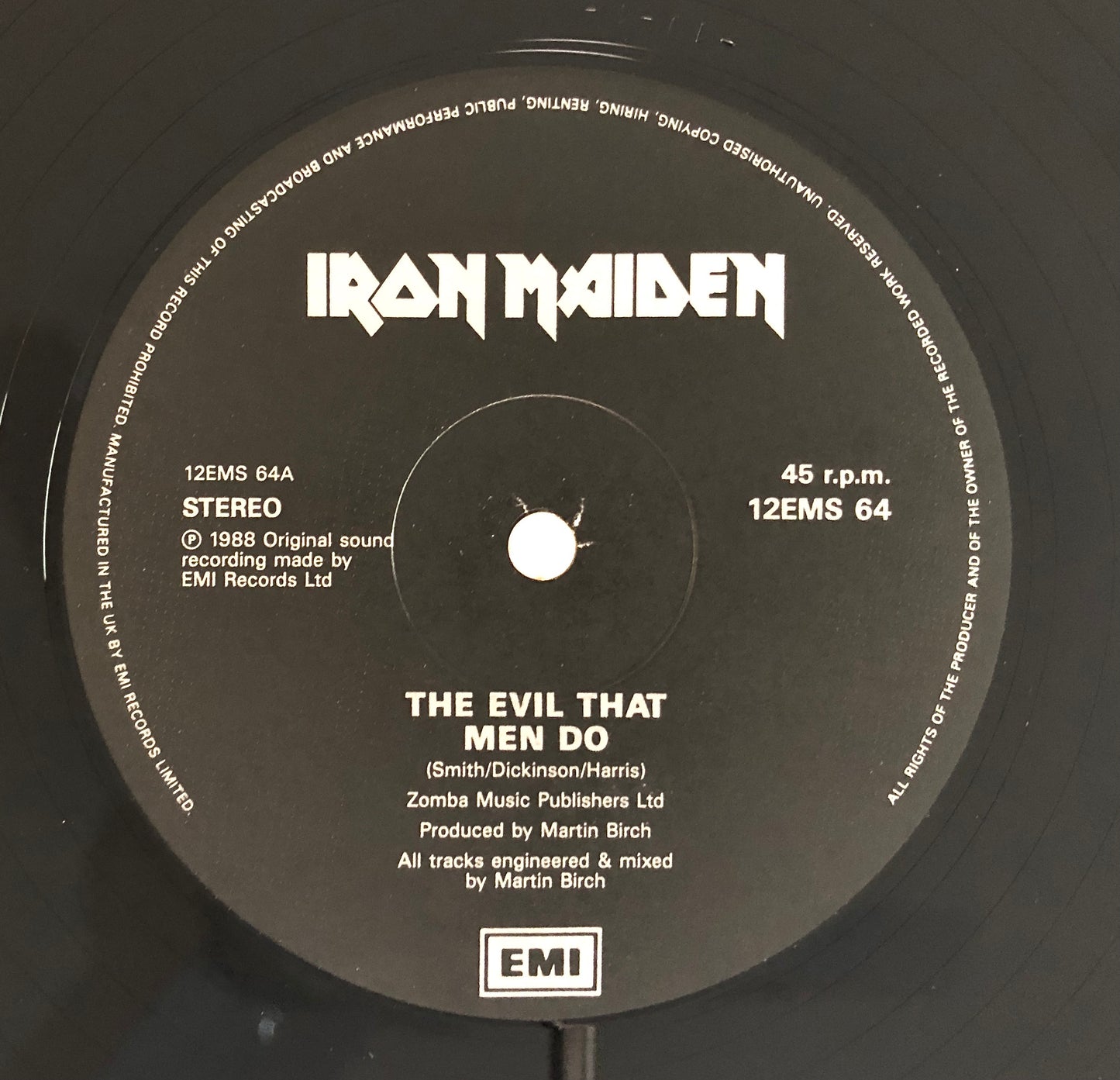 Iron Maiden - The evil that men do - Vinile Nero(45rpm)(7" Black Vinyl) (EMI 1992)