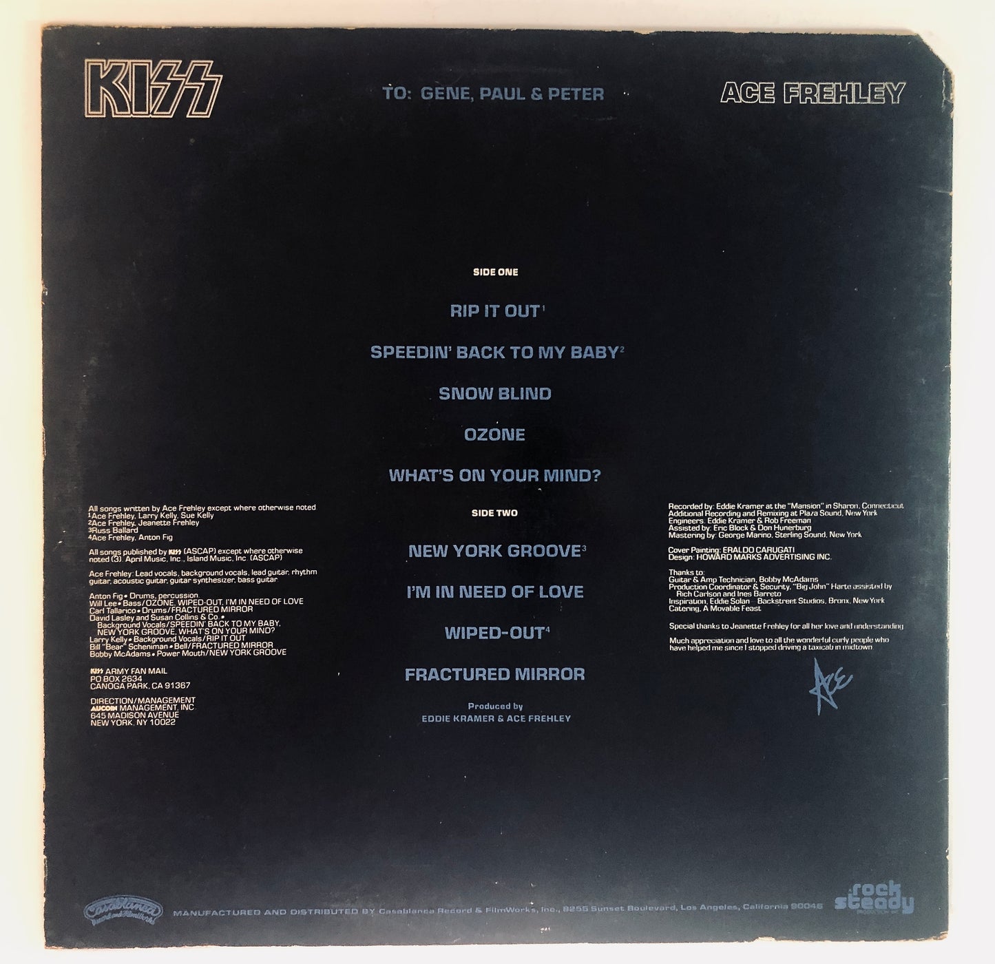 KISS - Ace Frehley - Vinile Nero (Black Vinyl) (Casablanca - 1978 (USA))