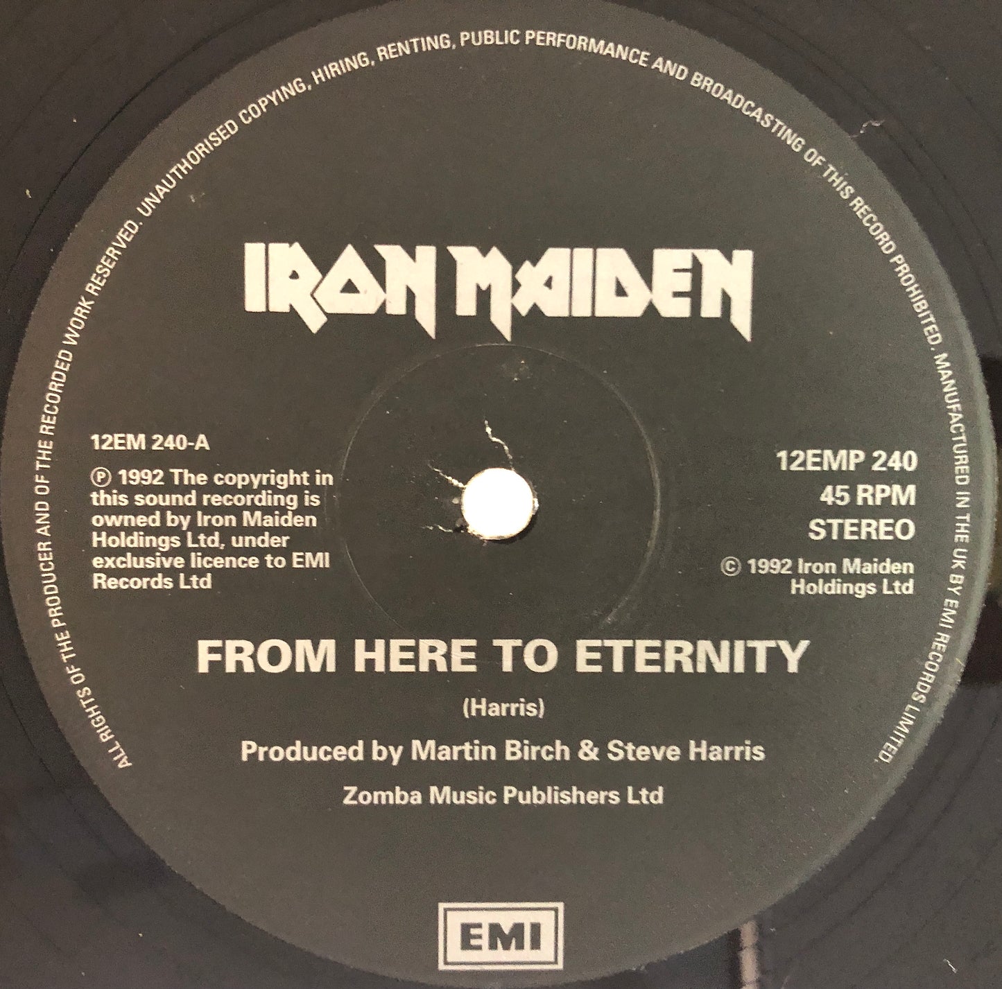 Iron Maiden - From here to eternity - Vinile Nero(45rpm) (7" Black Vinyl) (1992)