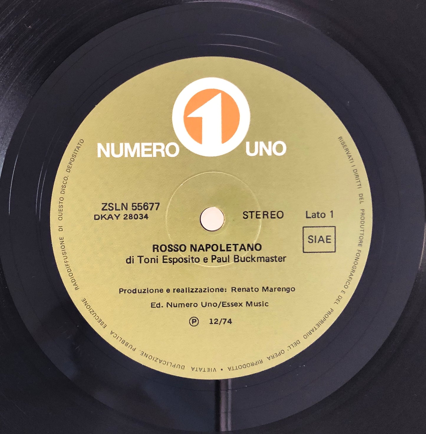 TONI ESPOSITO - Rosso Napoletano - Vinile Nero (Black Vinyl) (Numero Uno - 2018)