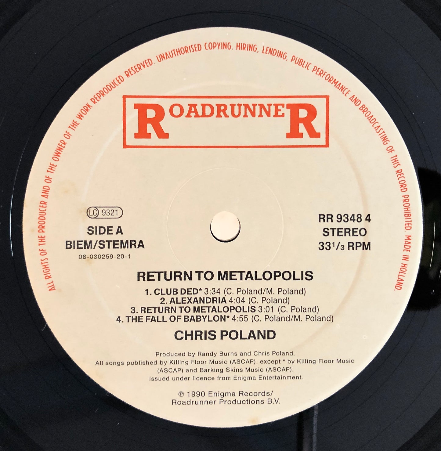 CHRIS POLAND - Return to Metalopolis - Vinile Nero (Black Vinyl) (Roadrunner 1990)