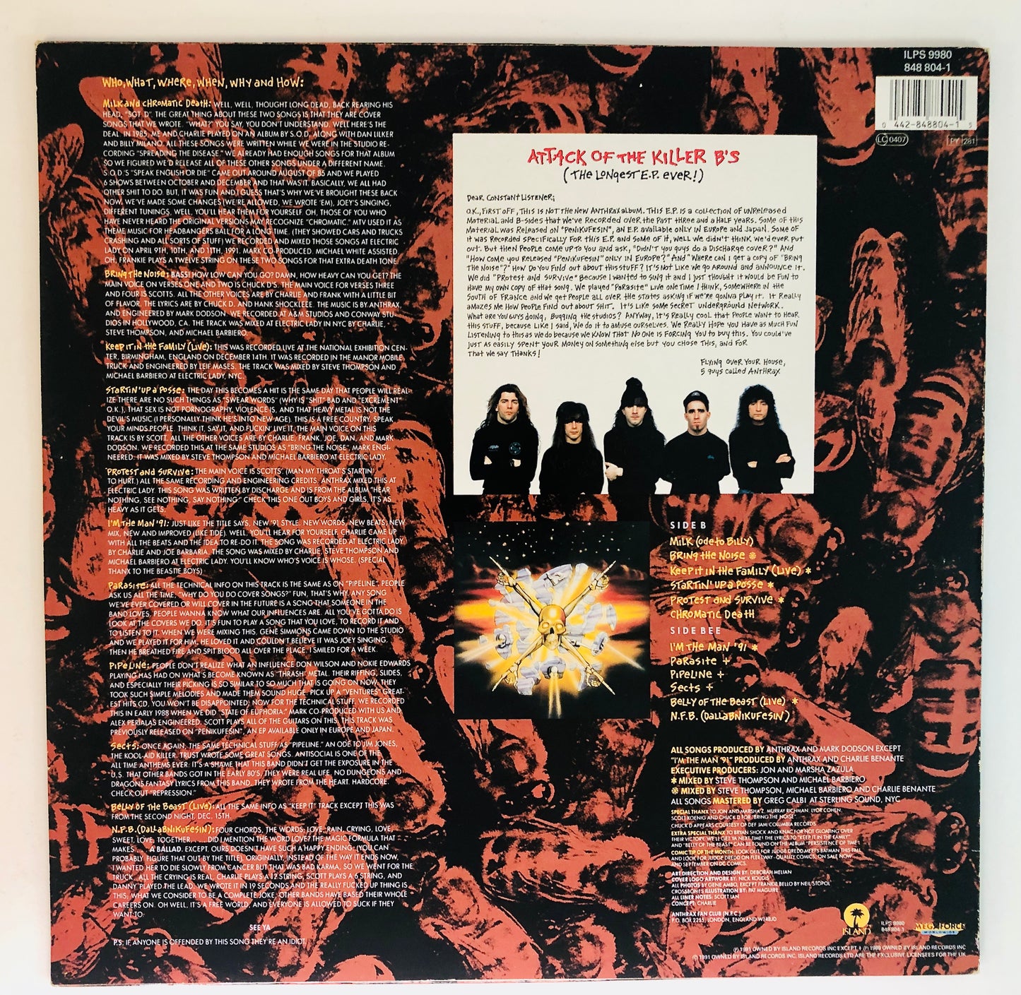 ANTHRAX -Attack of the Killer b’s- Vinile Nero (Black Vinyl) (Island Records 1991)