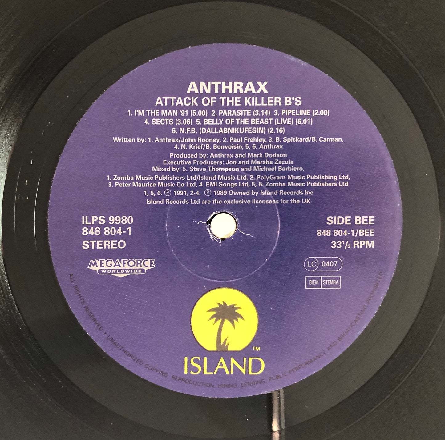 ANTHRAX -Attack of the Killer b’s- Vinile Nero (Black Vinyl) (Island Records 1991)