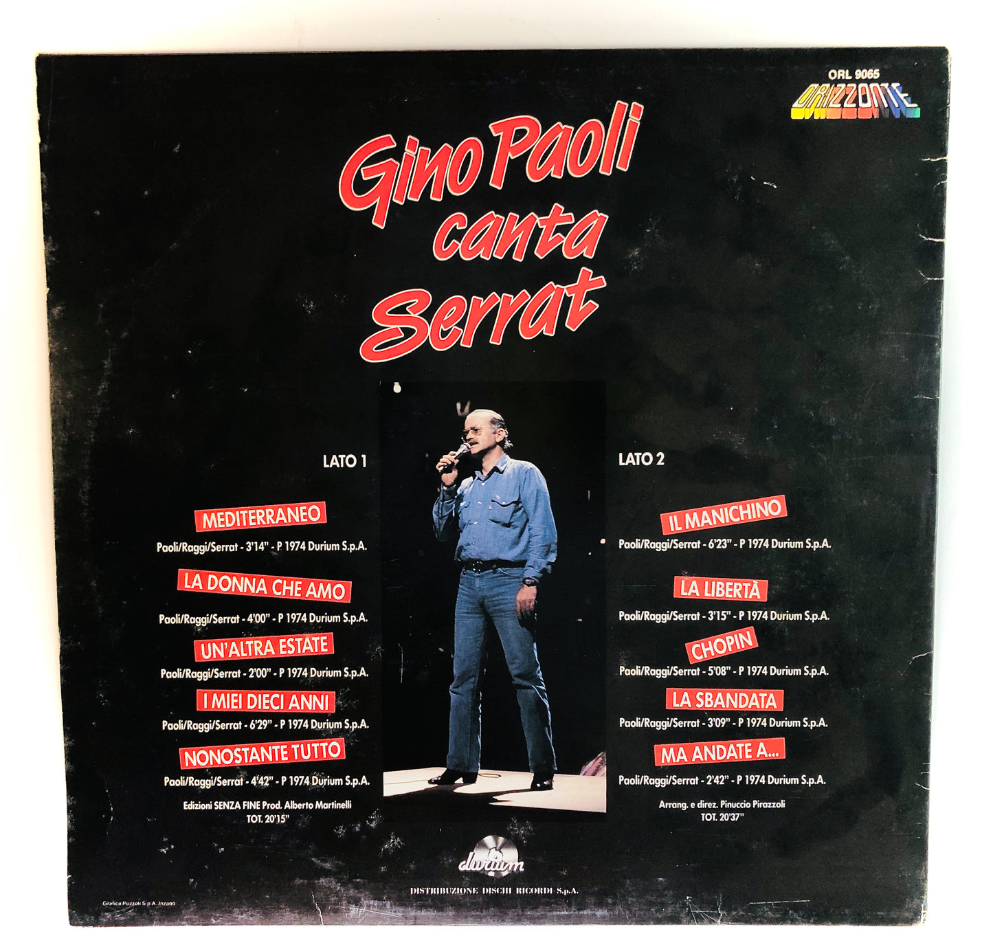 GINO PAOLI - Gino Paoli canta Serrat - Vinile Nero (Black Vinyl) (Durium - 1974)