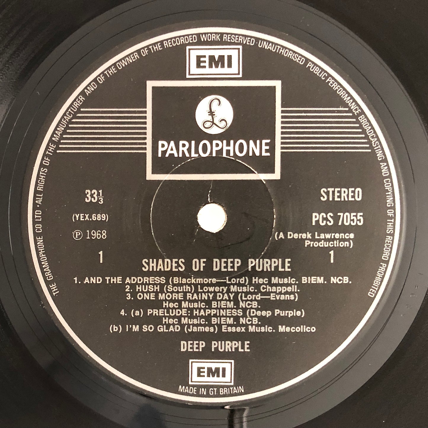 DEEP PURPLE - Shades of Deep Purple - Vinile Nero (Black Vinyl) (Parlophone 1972)