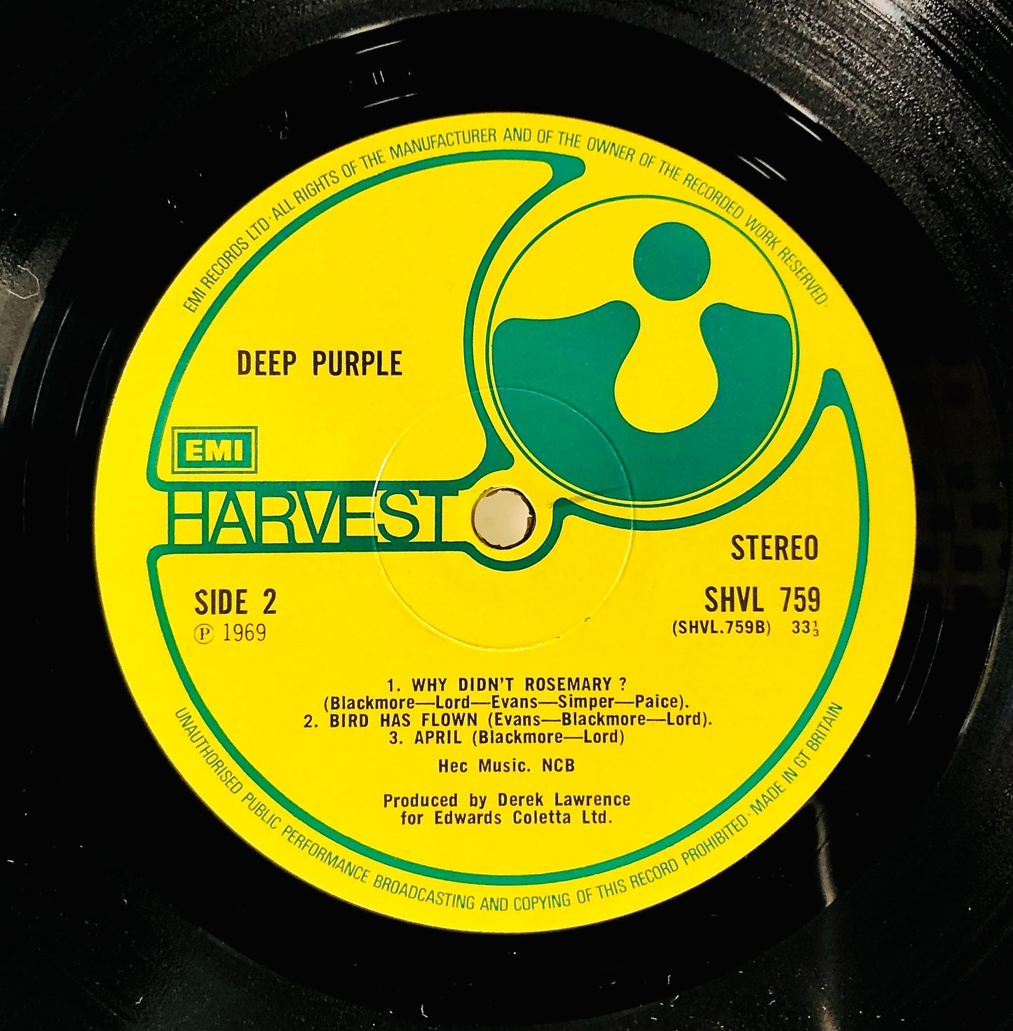 DEEP PURPLE - Deep Purple - Vinile Nero (Black Vinyl) (Harvest, 1969)