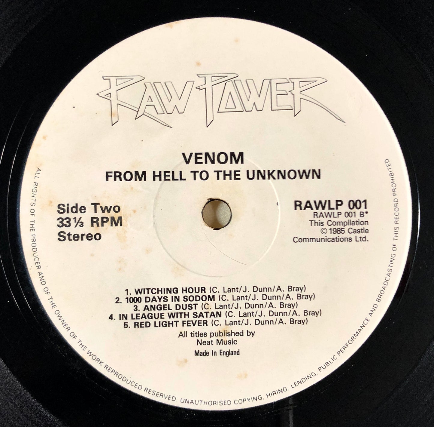 VENOM - from Hell to the Unknown… - Doppio Vinile Nero (Black Double Vinyl) (Raw Power 1985 UK)