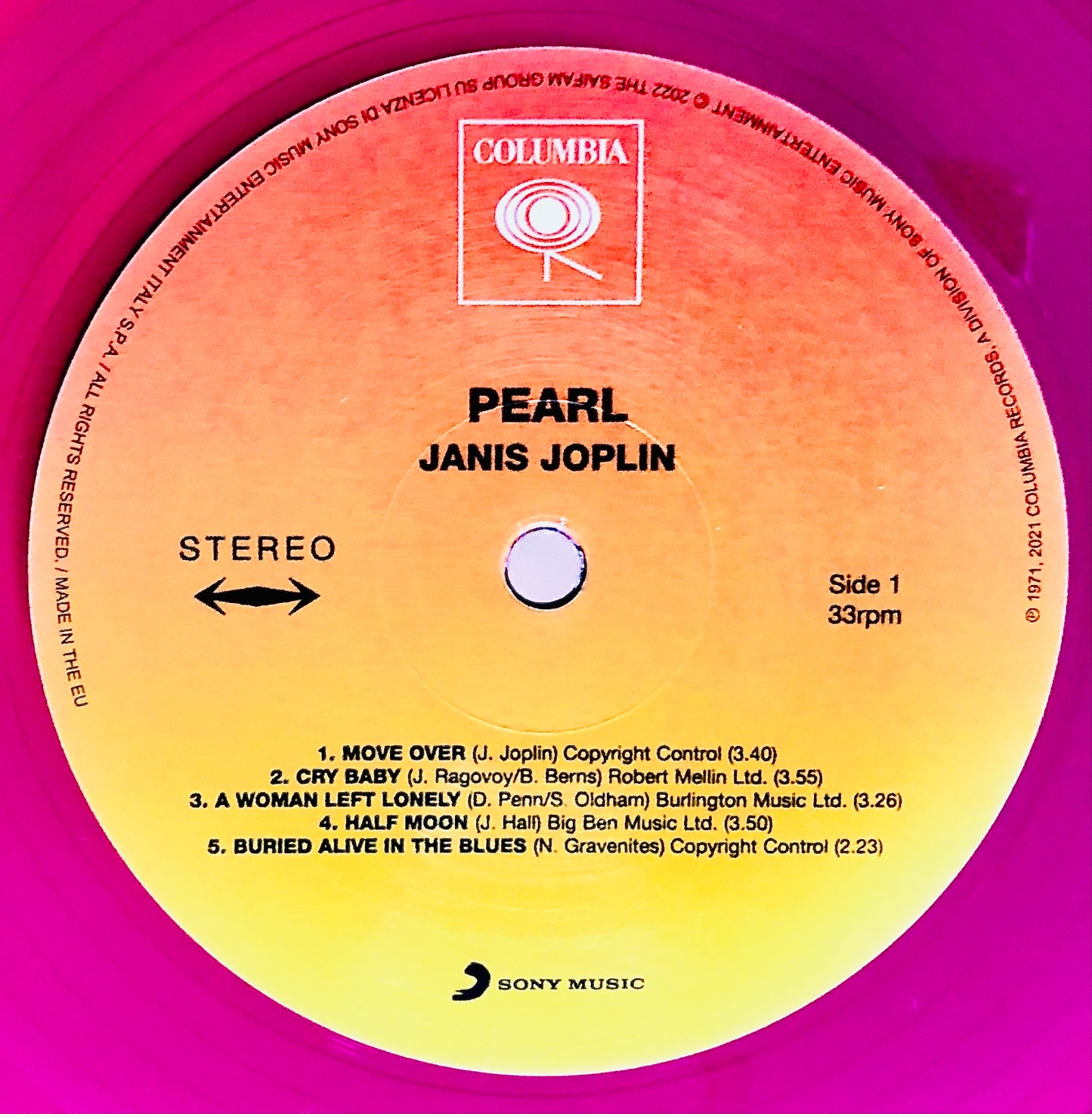 JANIS JOPLIN - Pearl - Vinile Porpora Trasparente (Ed. Lim. Numerata)