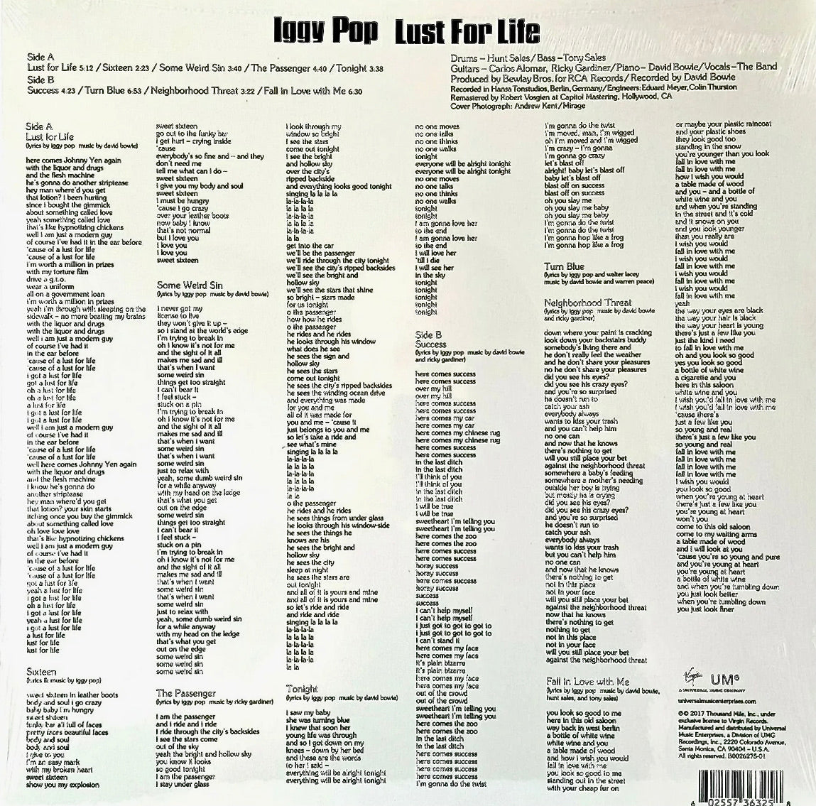 IGGY POP - Lust for Life - Vinile Nero